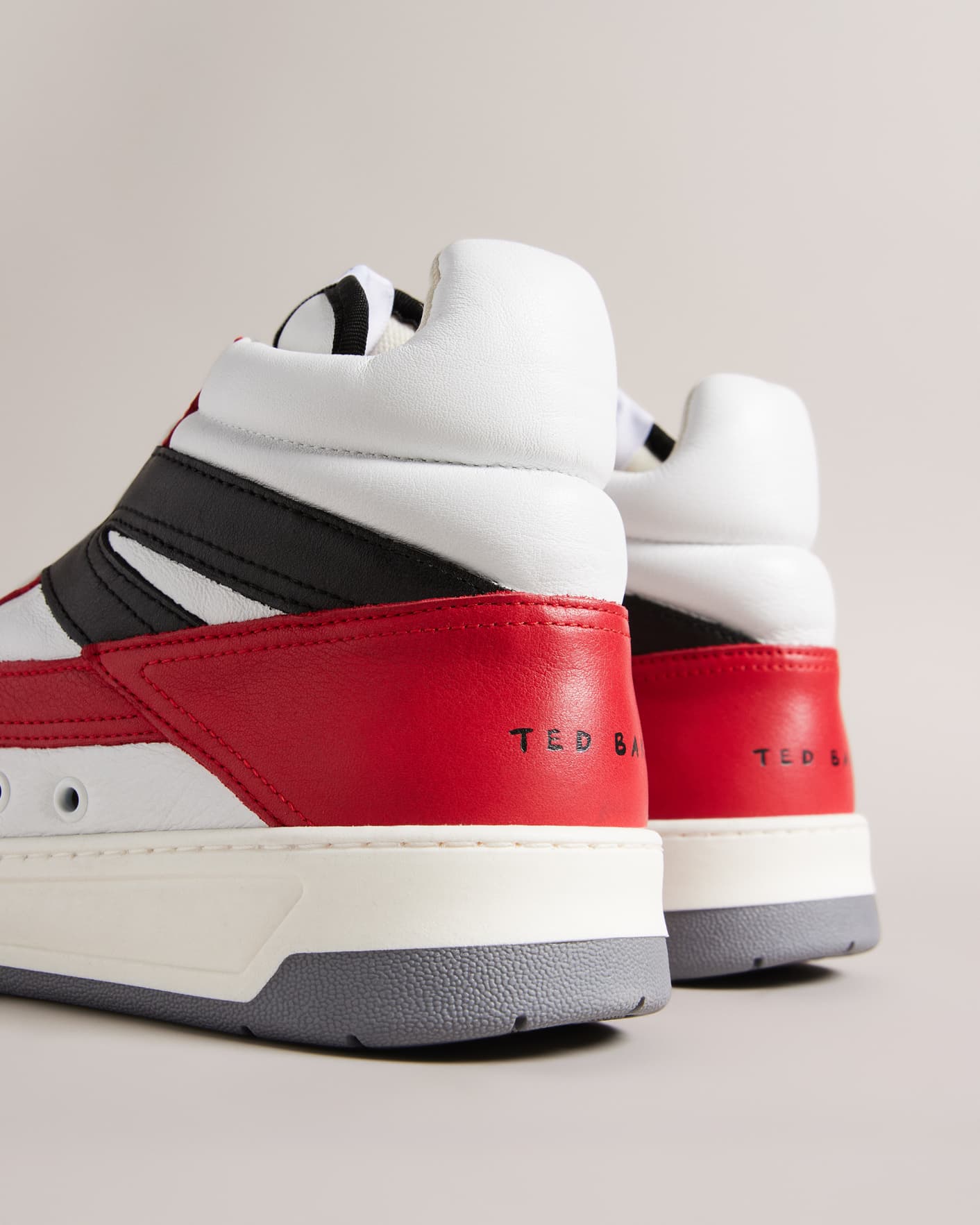 Red Leather High Top Skate Trainers Ted Baker
