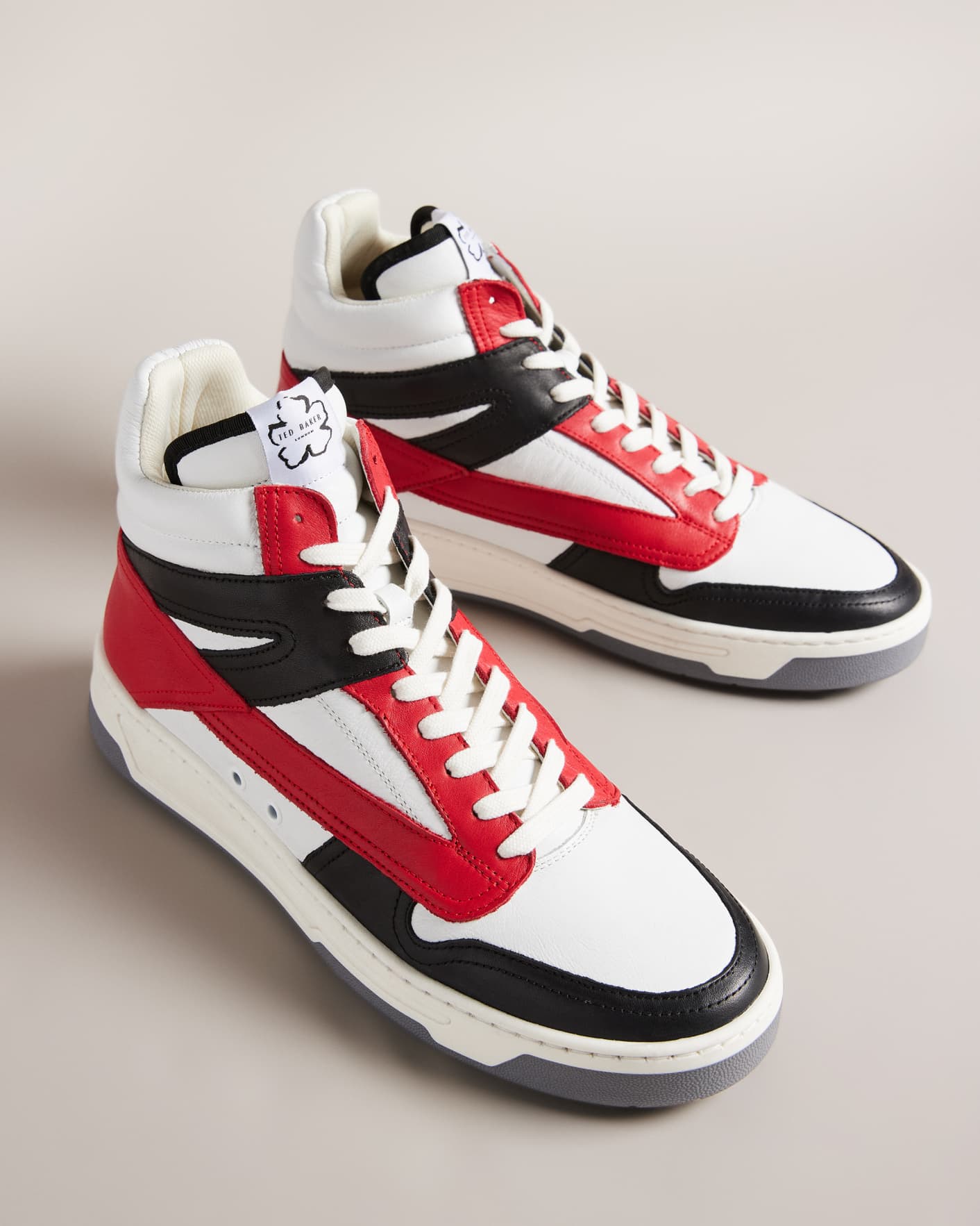 Red Leather High Top Skate Trainers Ted Baker