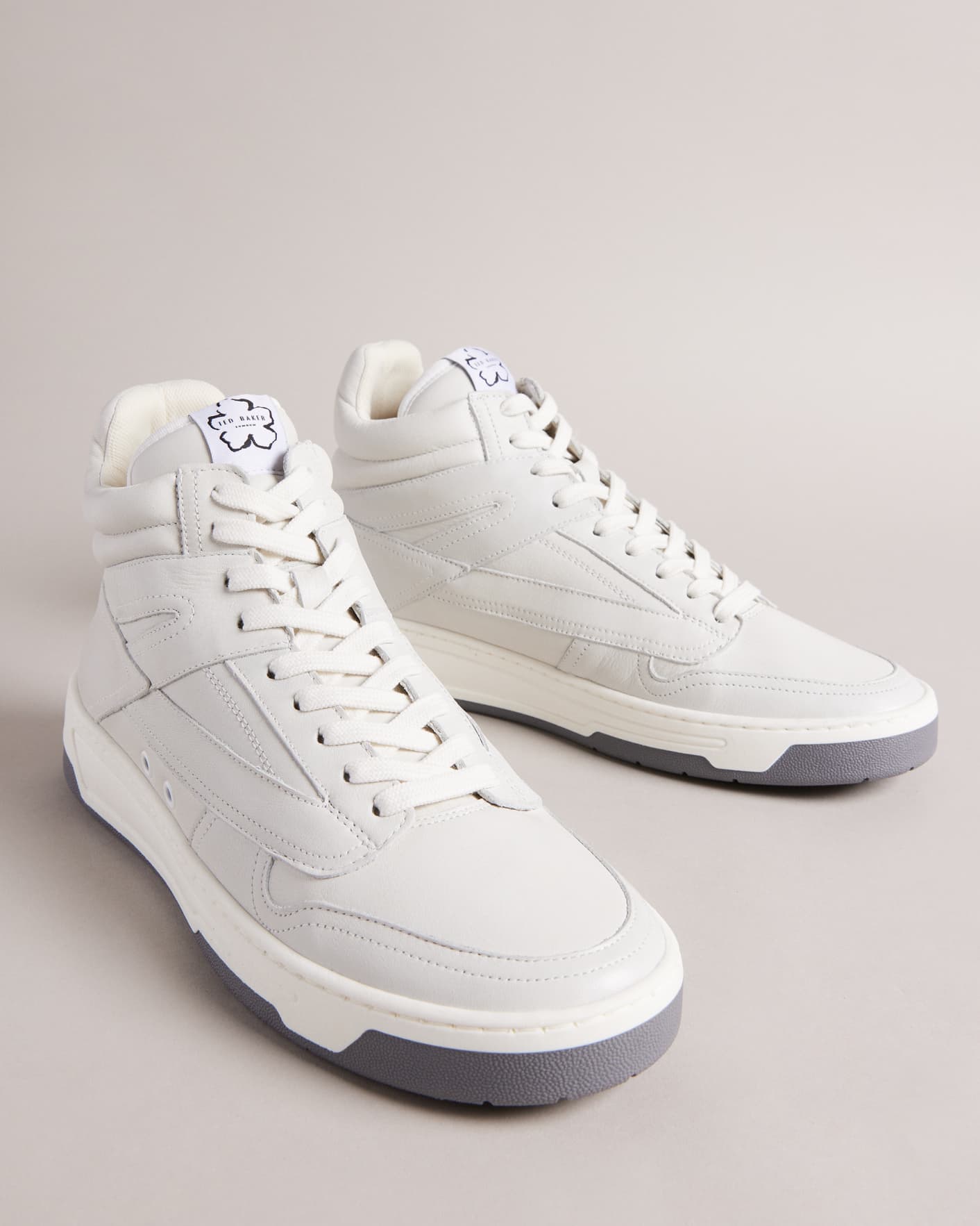 White Leather High Top Skate Trainers Ted Baker