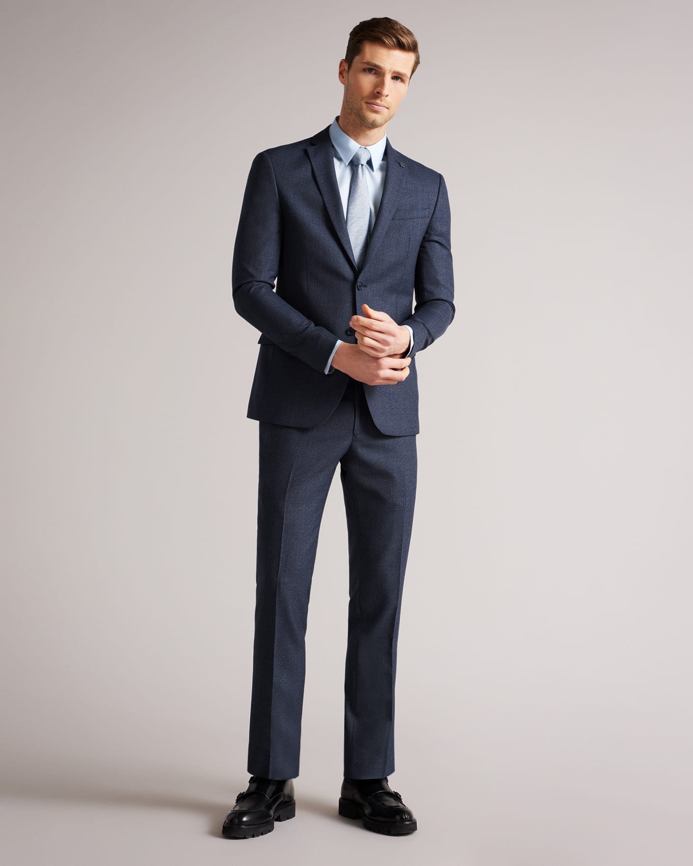 Navy Navy Scratch Slim Fit Suit Trousers Ted Baker
