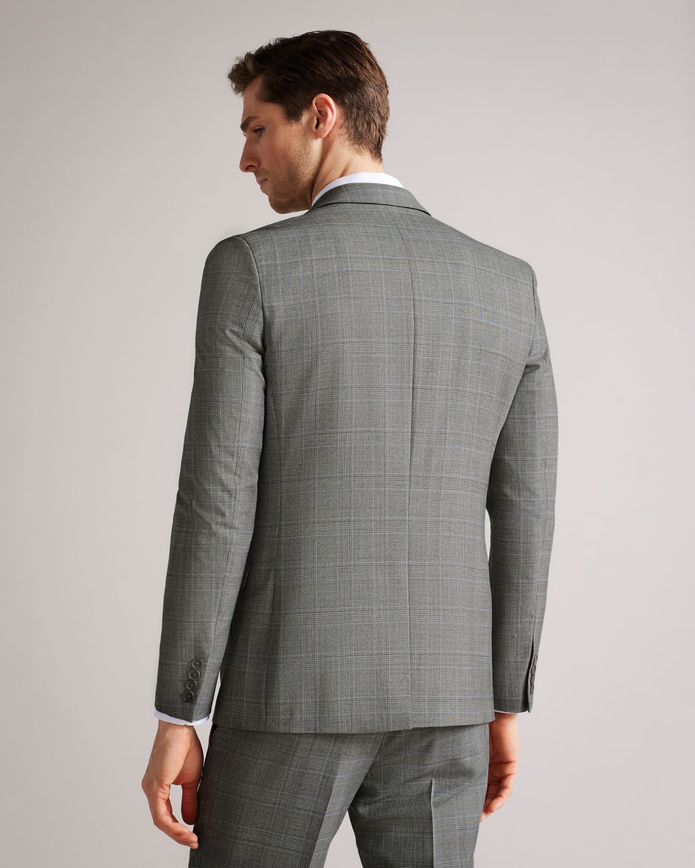 Mid Gray Slim Grey Blue Check Suit Jacket Ted Baker