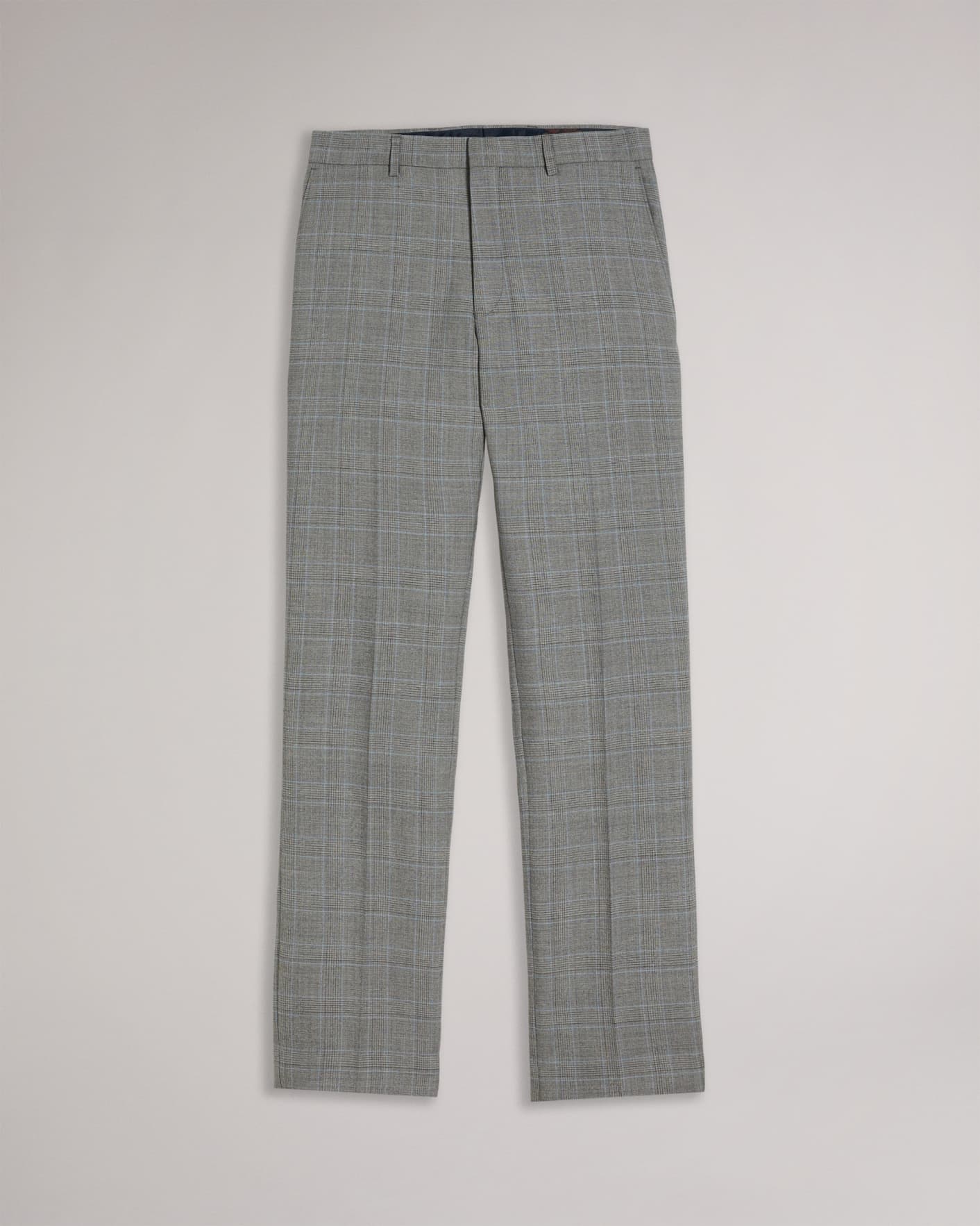Mid Gray Slim Grey Blue Check Suit Trousers Ted Baker