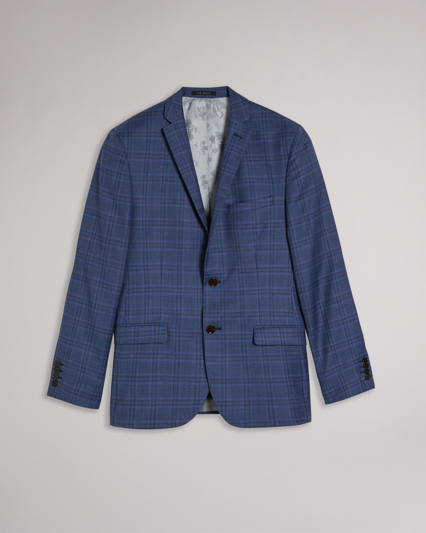 Medium Blue Slim Mid Blue Check Suit Jacket Ted Baker