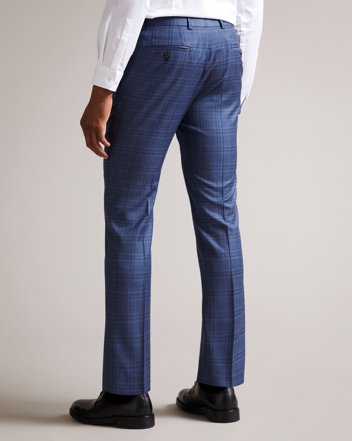 Medium Blue Slim Mid Blue Check Suit Trousers Ted Baker