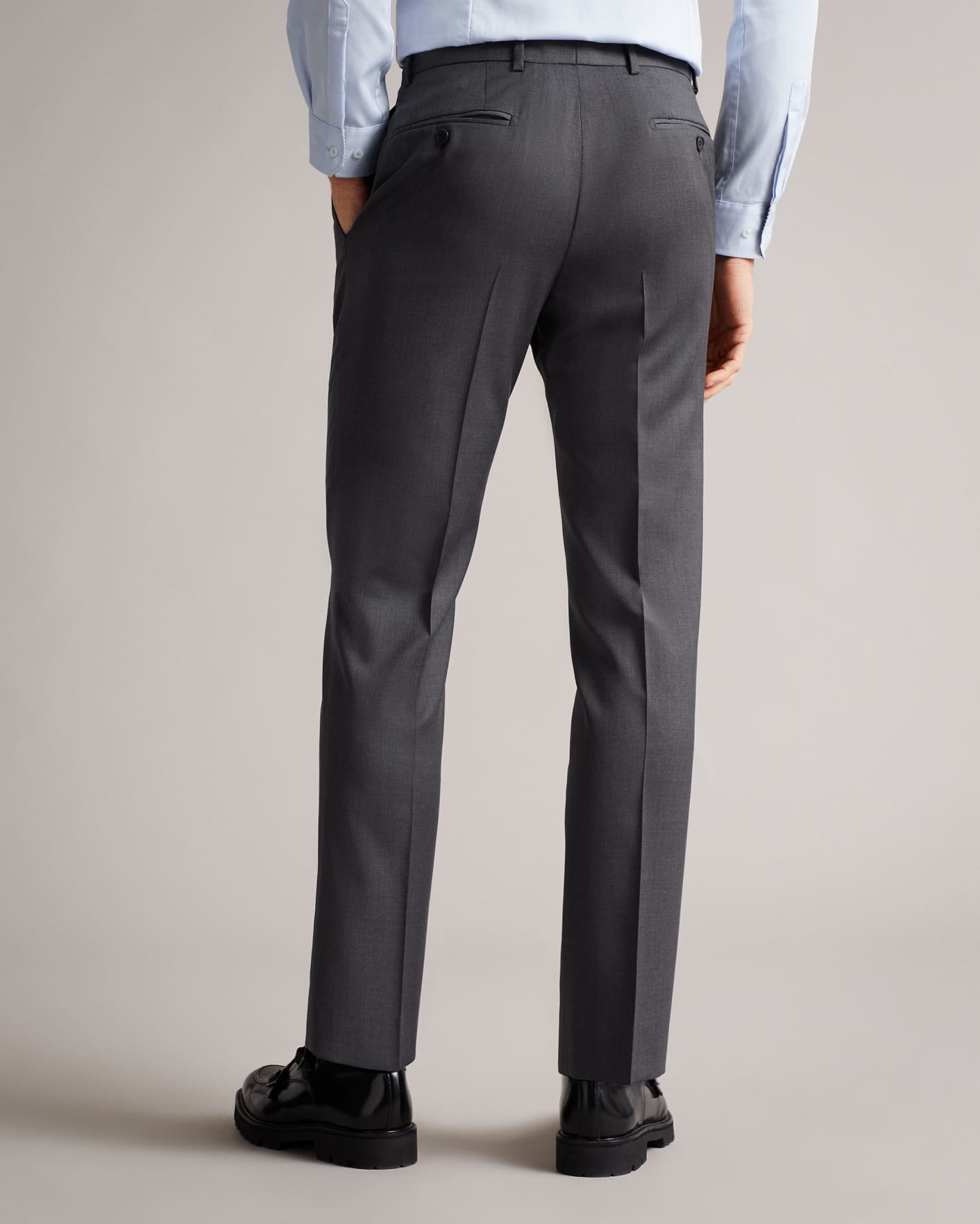 Charcoal Slim Fit Charcoal Twill Suit Trousers Ted Baker