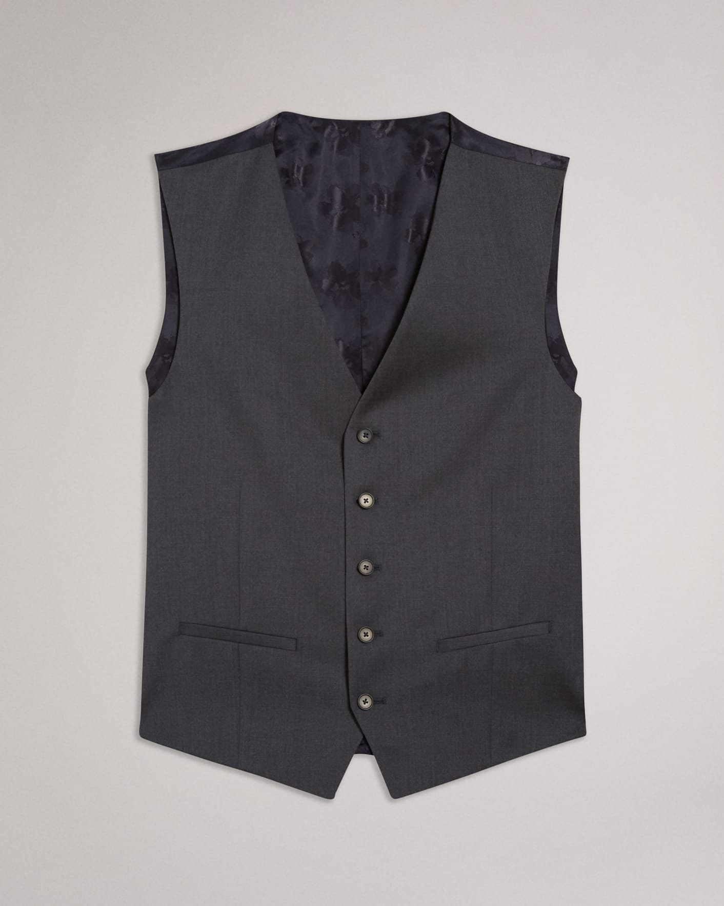 Charcoal Slim Charcoal Twill Suit Waistcoat Ted Baker