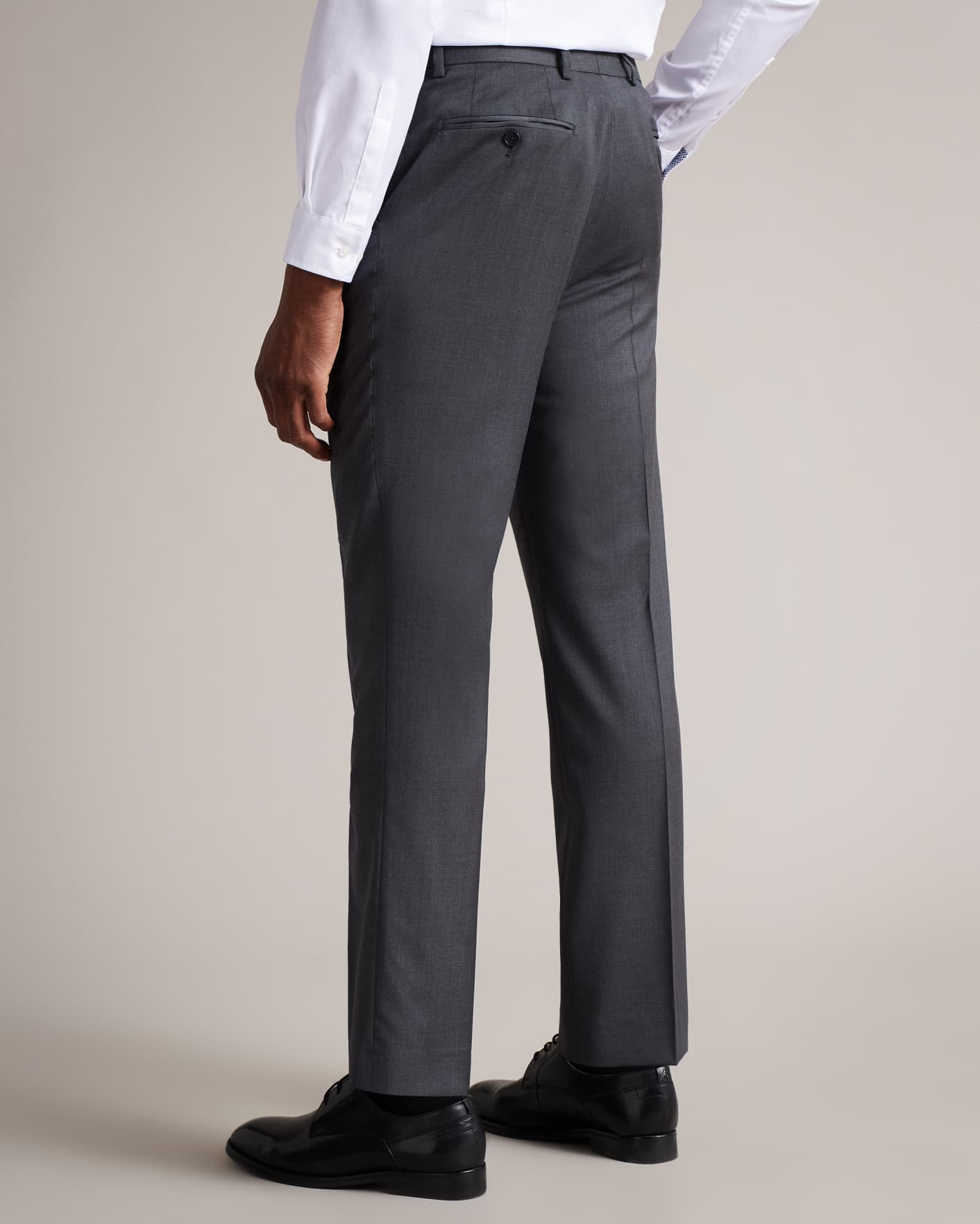 Charcoal Regular Fit Charcoal Twill Suit Trousers Ted Baker
