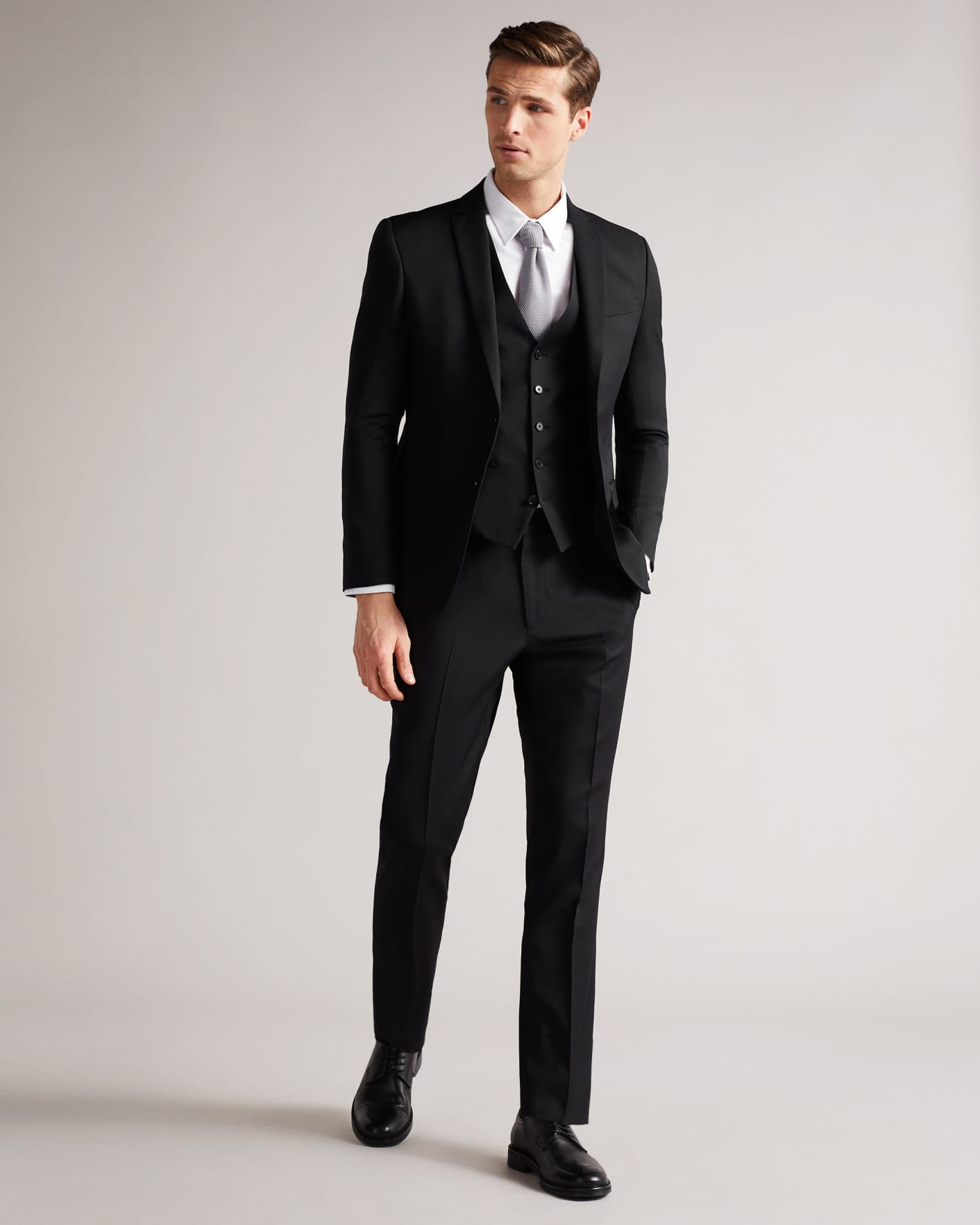 Black Slim Black Twill Suit Waistcoat Ted Baker
