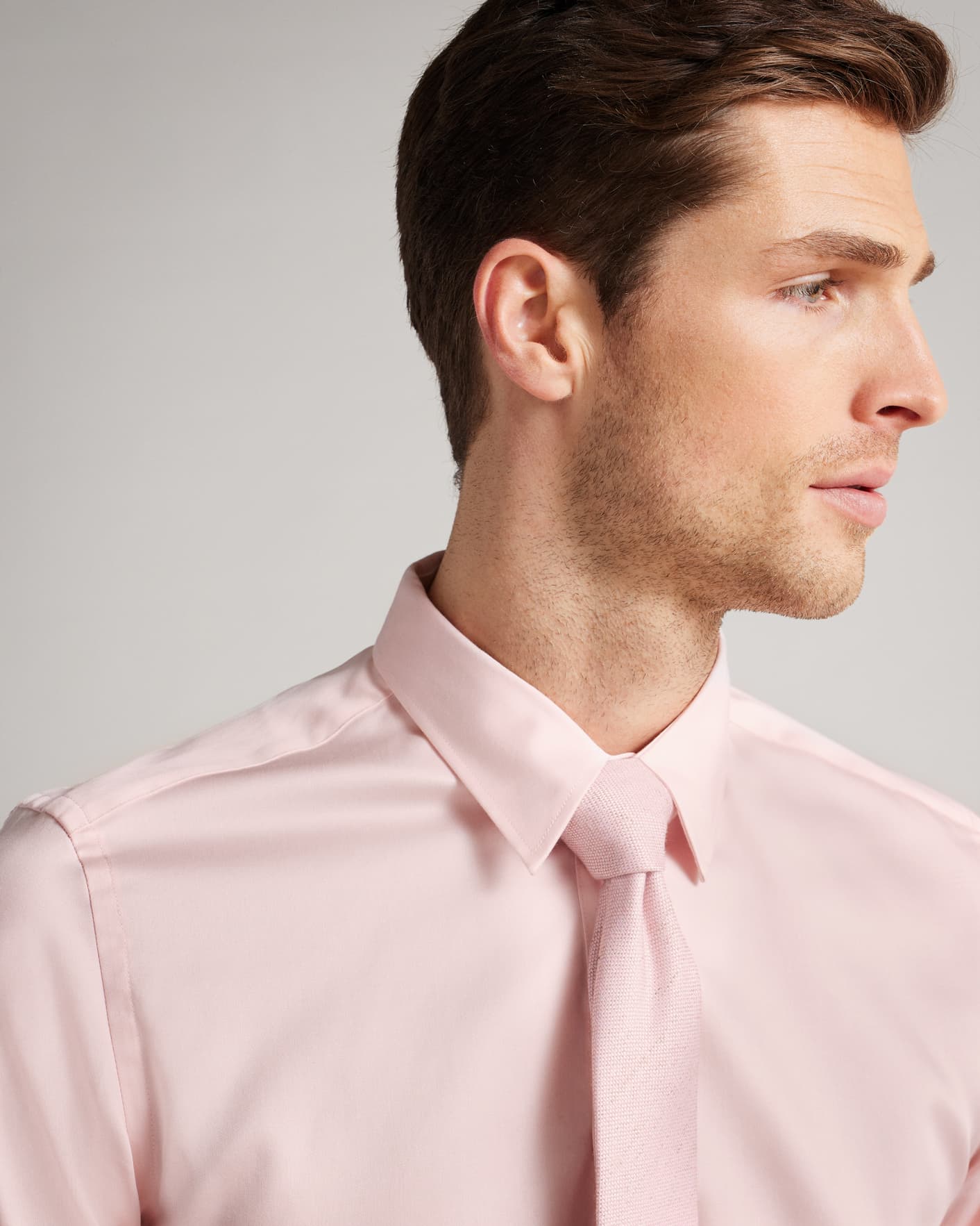 Pale Pink Long Sleeve Slim Fit Shirt Ted Baker