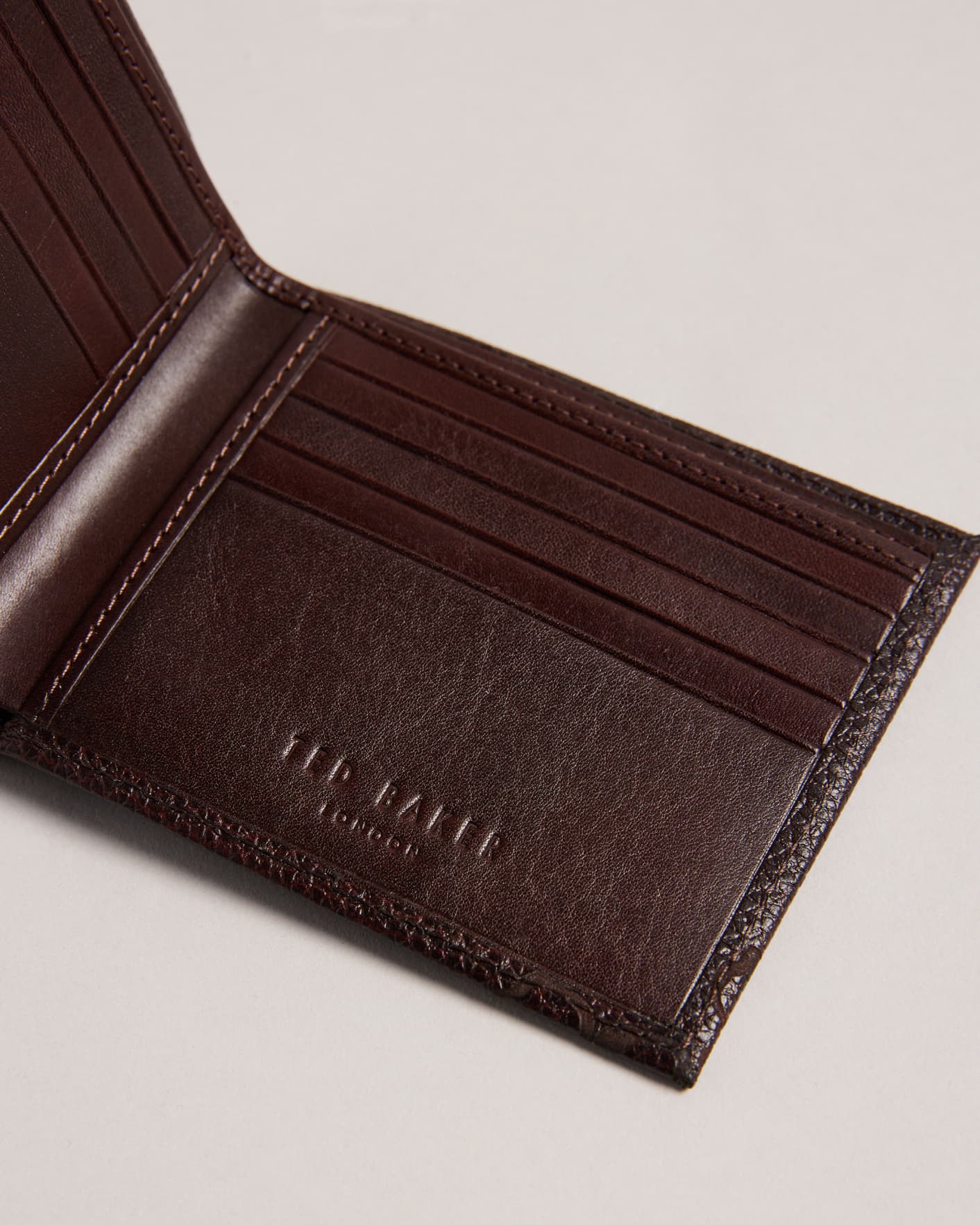 Brown-Chocolate Laser Etched Bifold Wallet Ted Baker