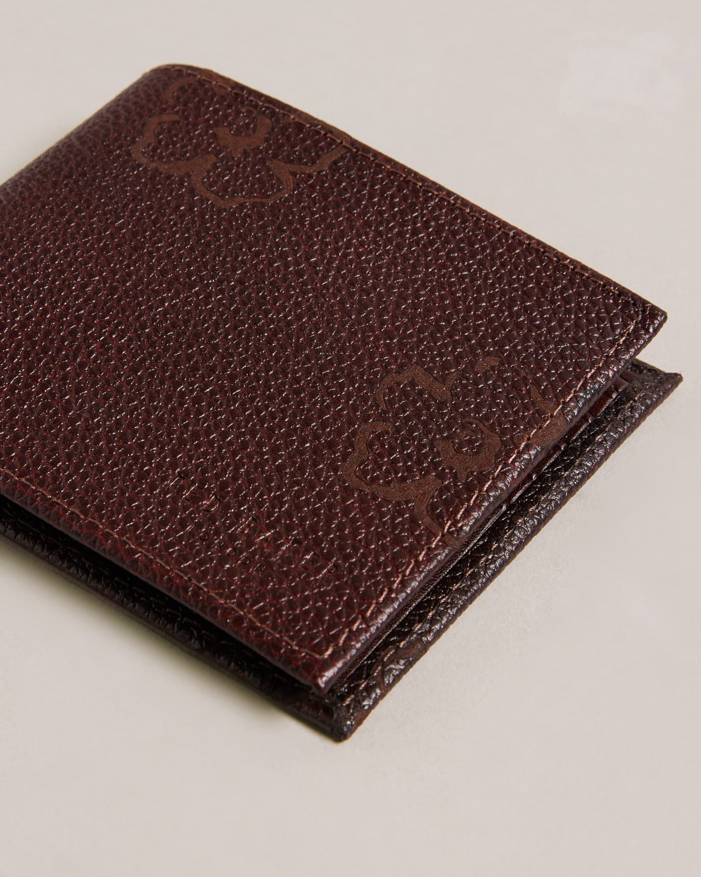 Brown-Chocolate Laser Etched Bifold Wallet Ted Baker