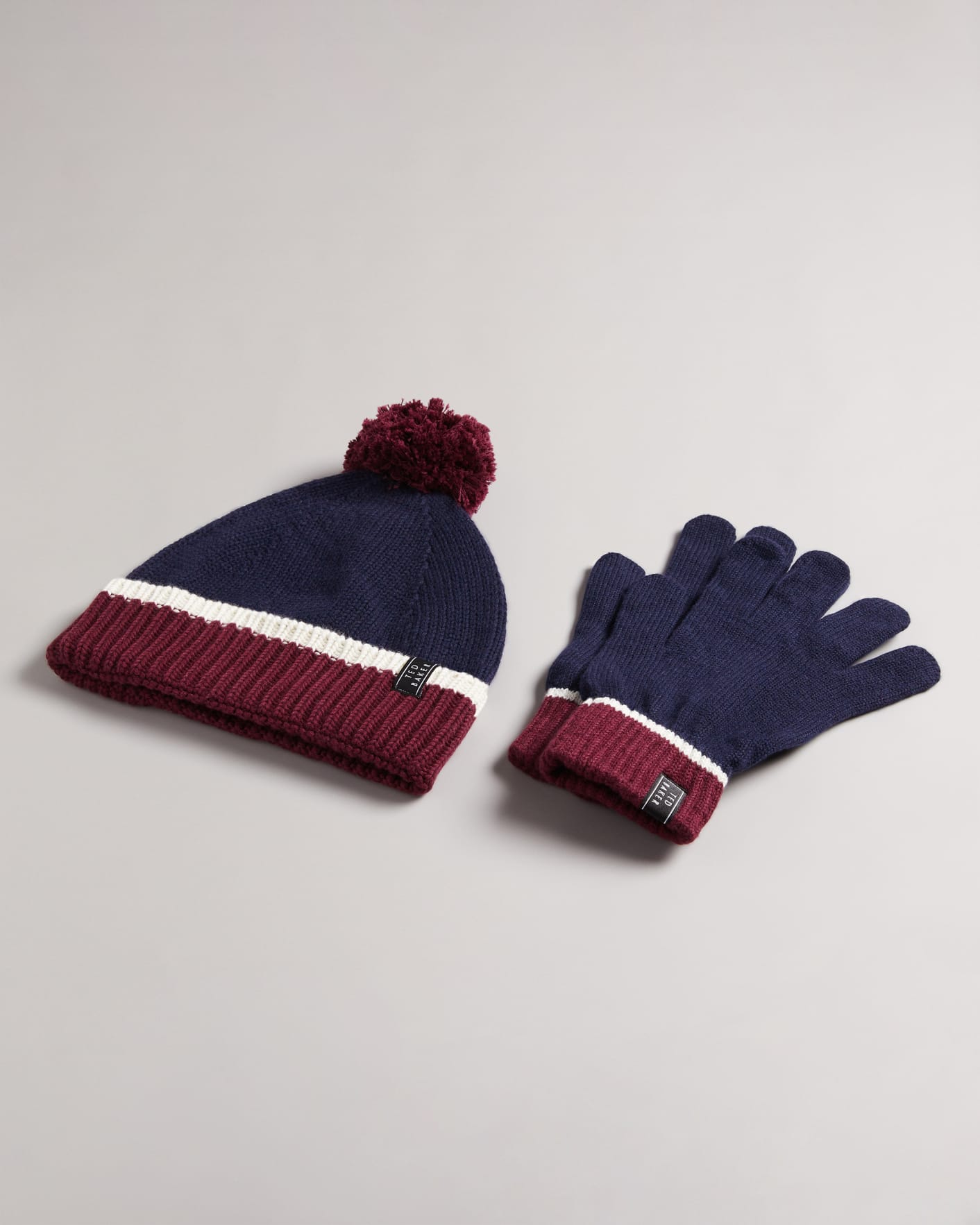 Navy Knitted Hat and Glove Giftset Ted Baker