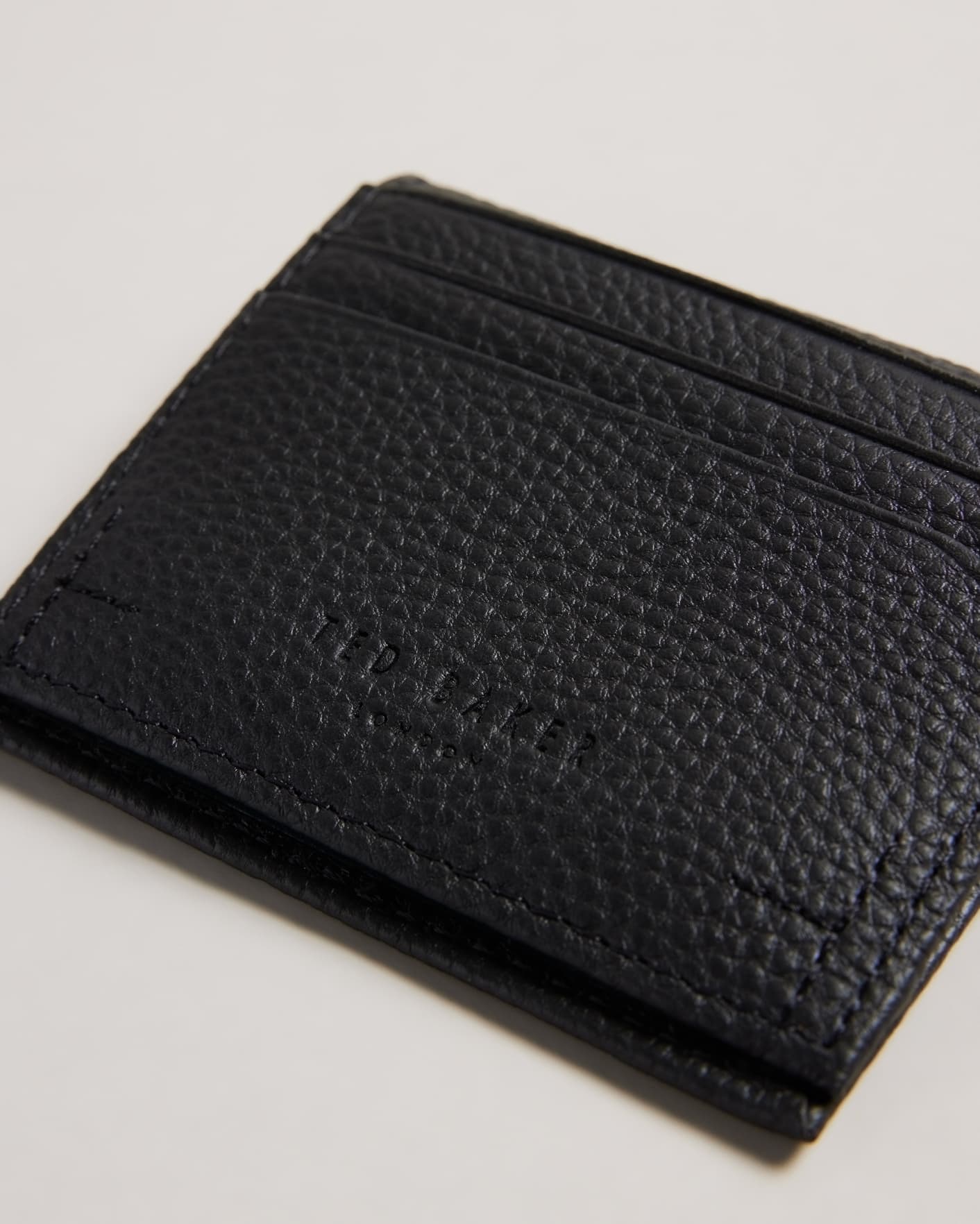 Black Leather Folded Cardholder Ted Baker