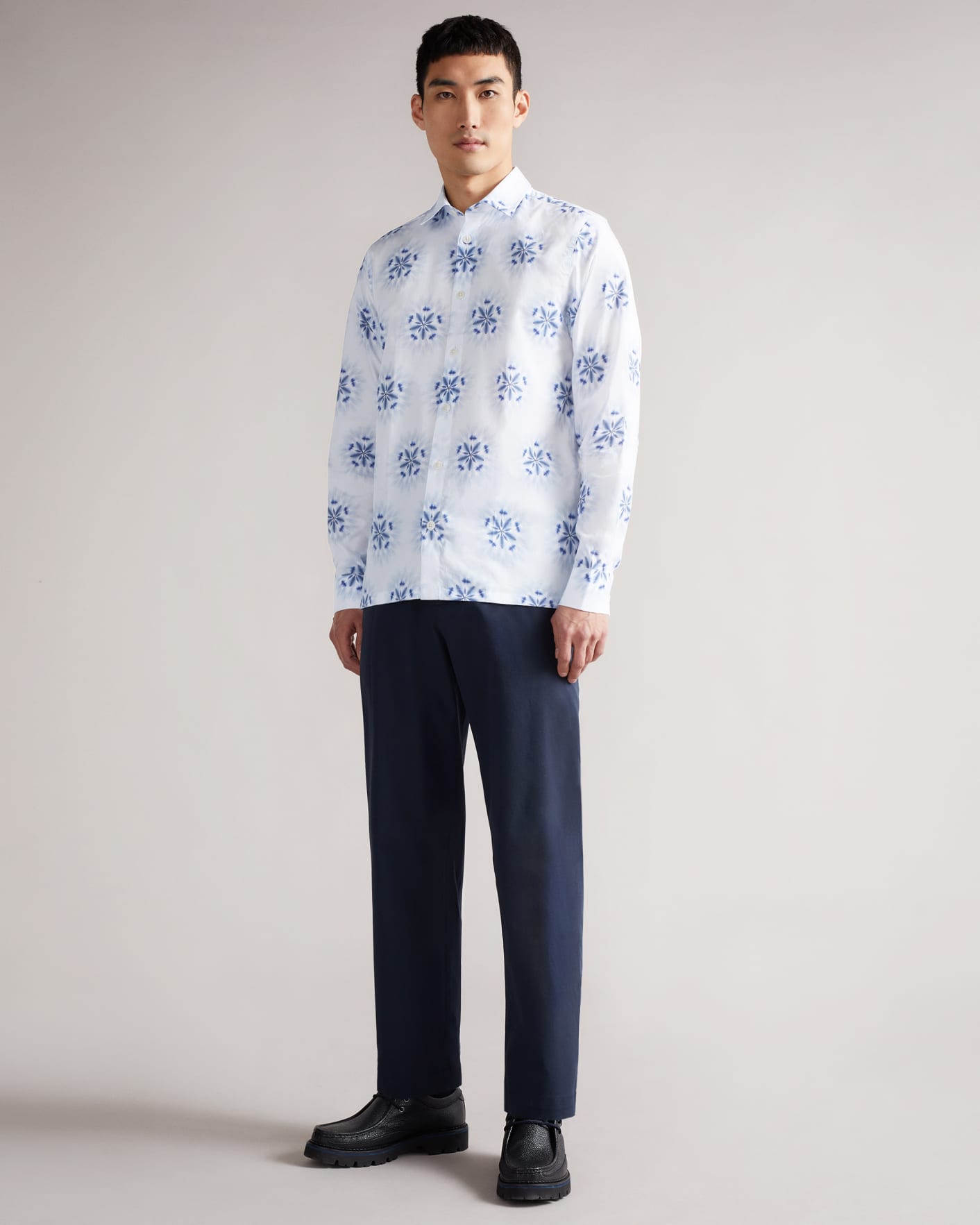 White Long Sleeve Floral Printed Shirt Ted Baker