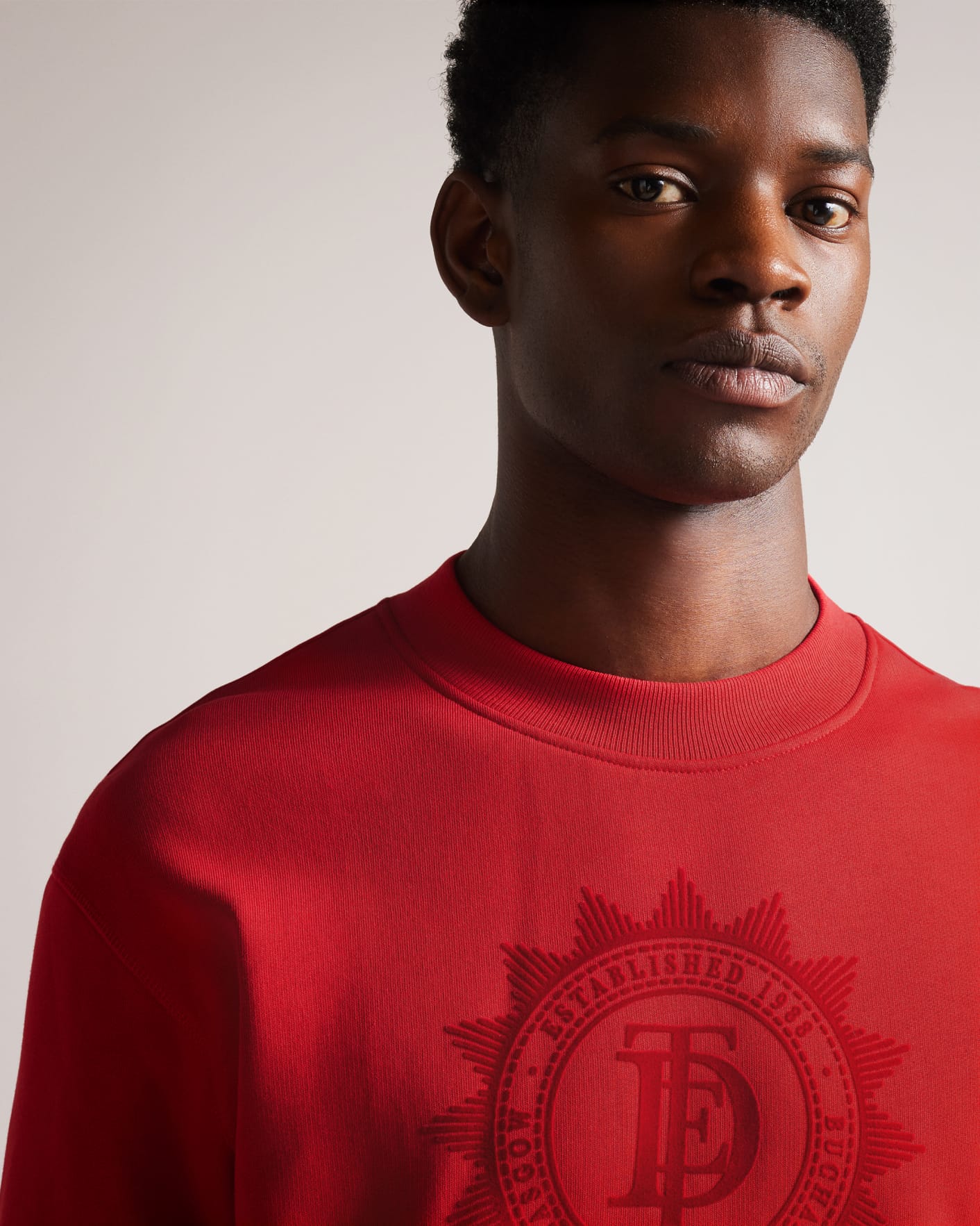 Red Long Sleeve Relaxed Graphic Sweatshirt Ted Baker