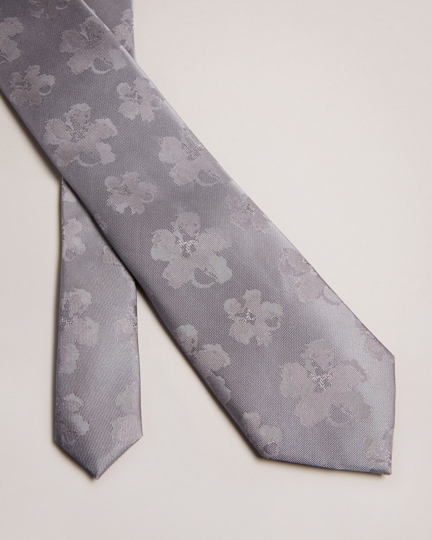 Silver Magnolia Jacquard Tie Ted Baker