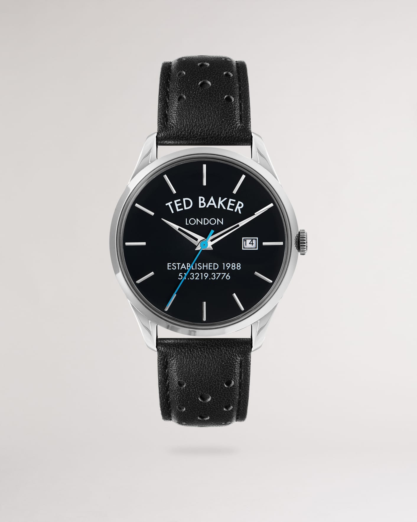Black Laser Printed Leather Strap Watch Ted Baker
