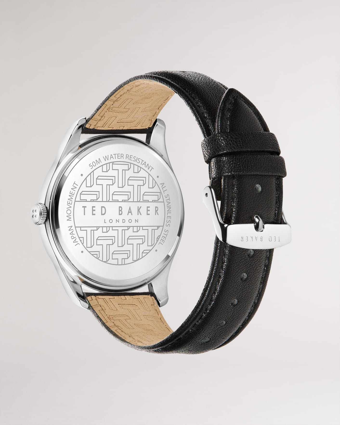 Black Laser Printed Leather Strap Watch Ted Baker