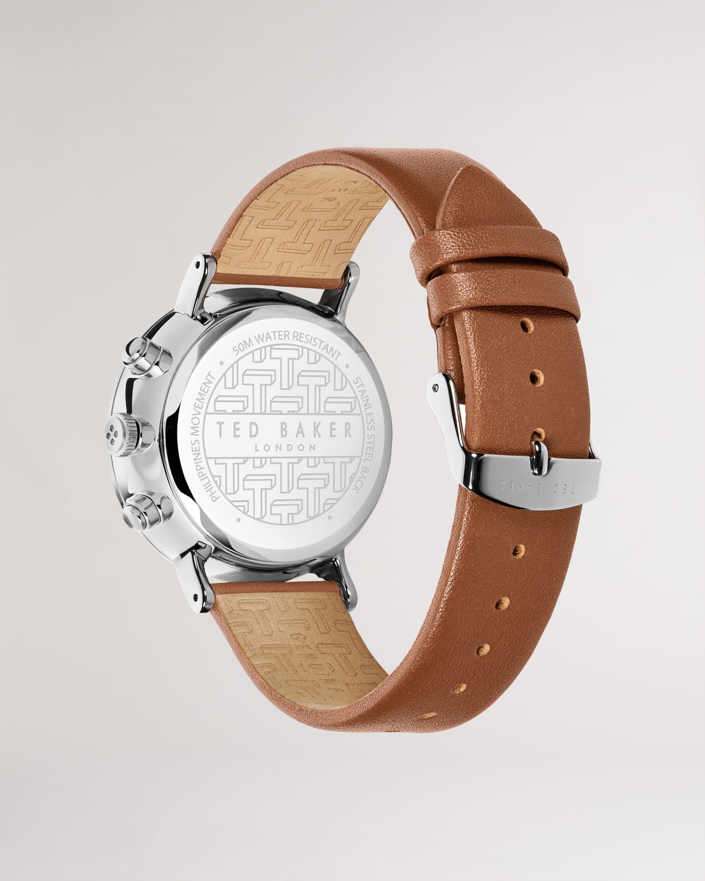 Tan Laser T Leather Strap Watch Ted Baker