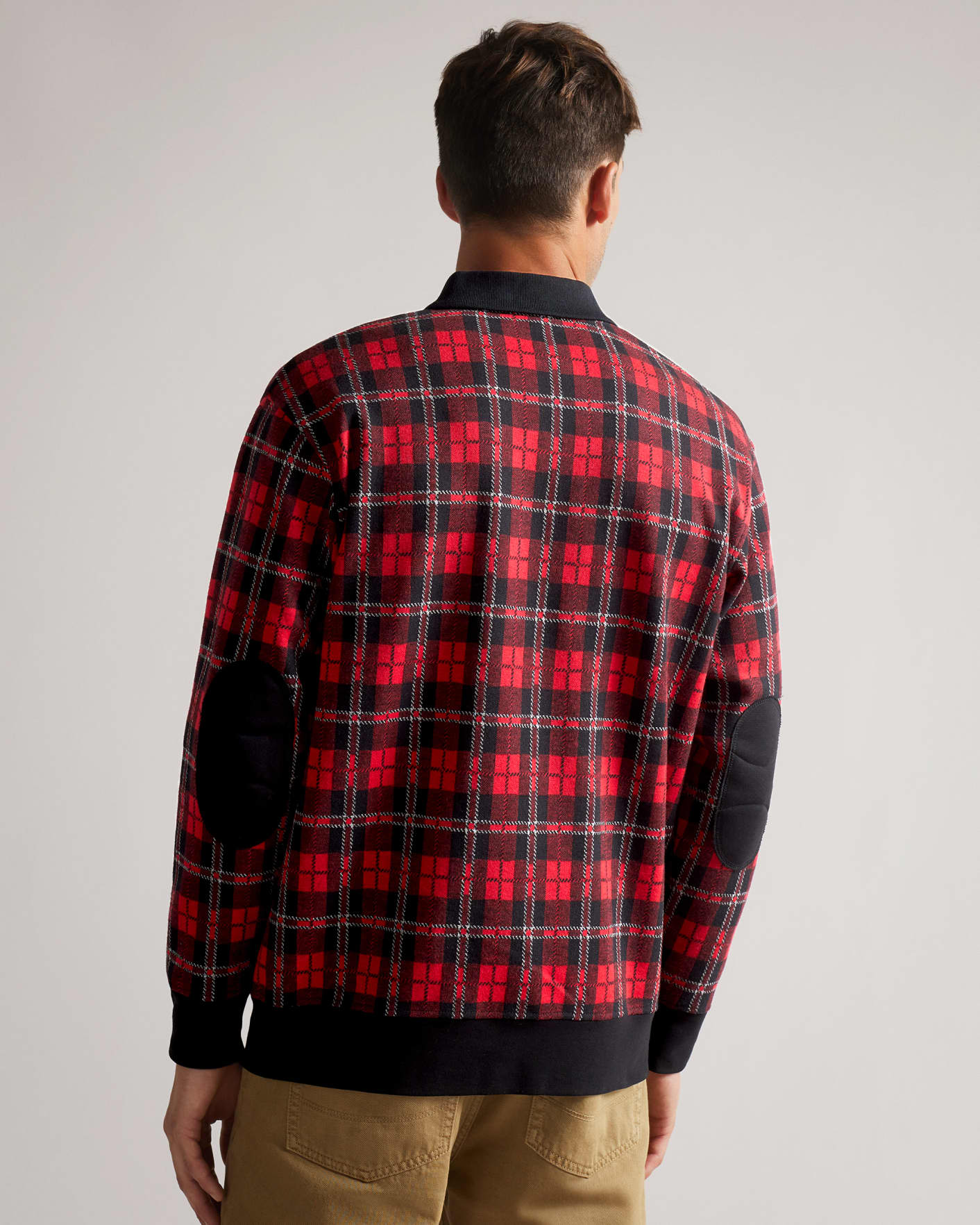 Red Long Sleeve Check Rugby Shirt Ted Baker