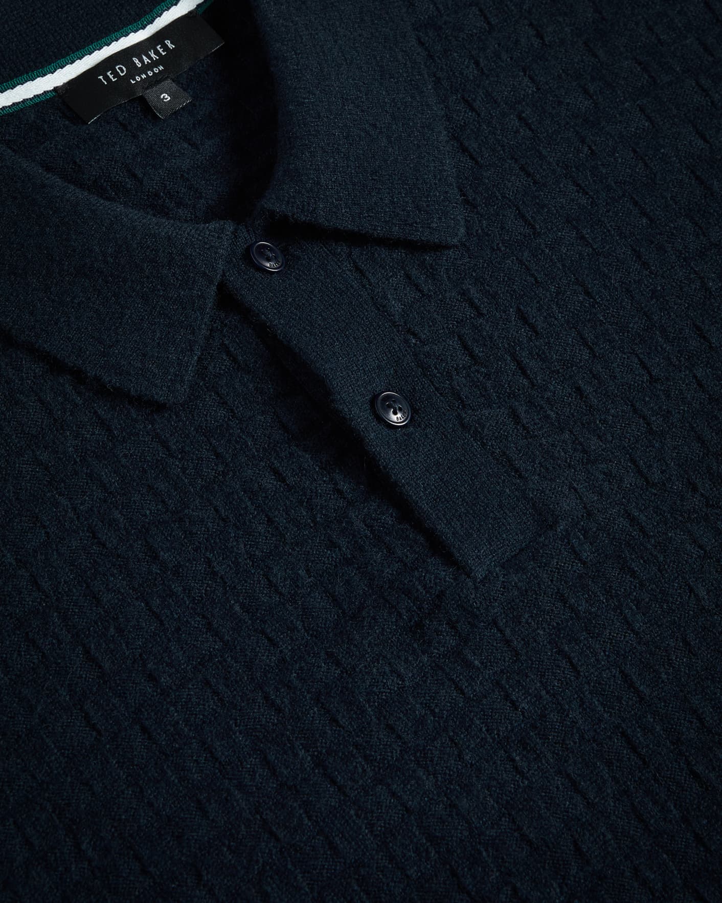 NAVY Long Sleeve Knitted Polo Shirt Ted Baker