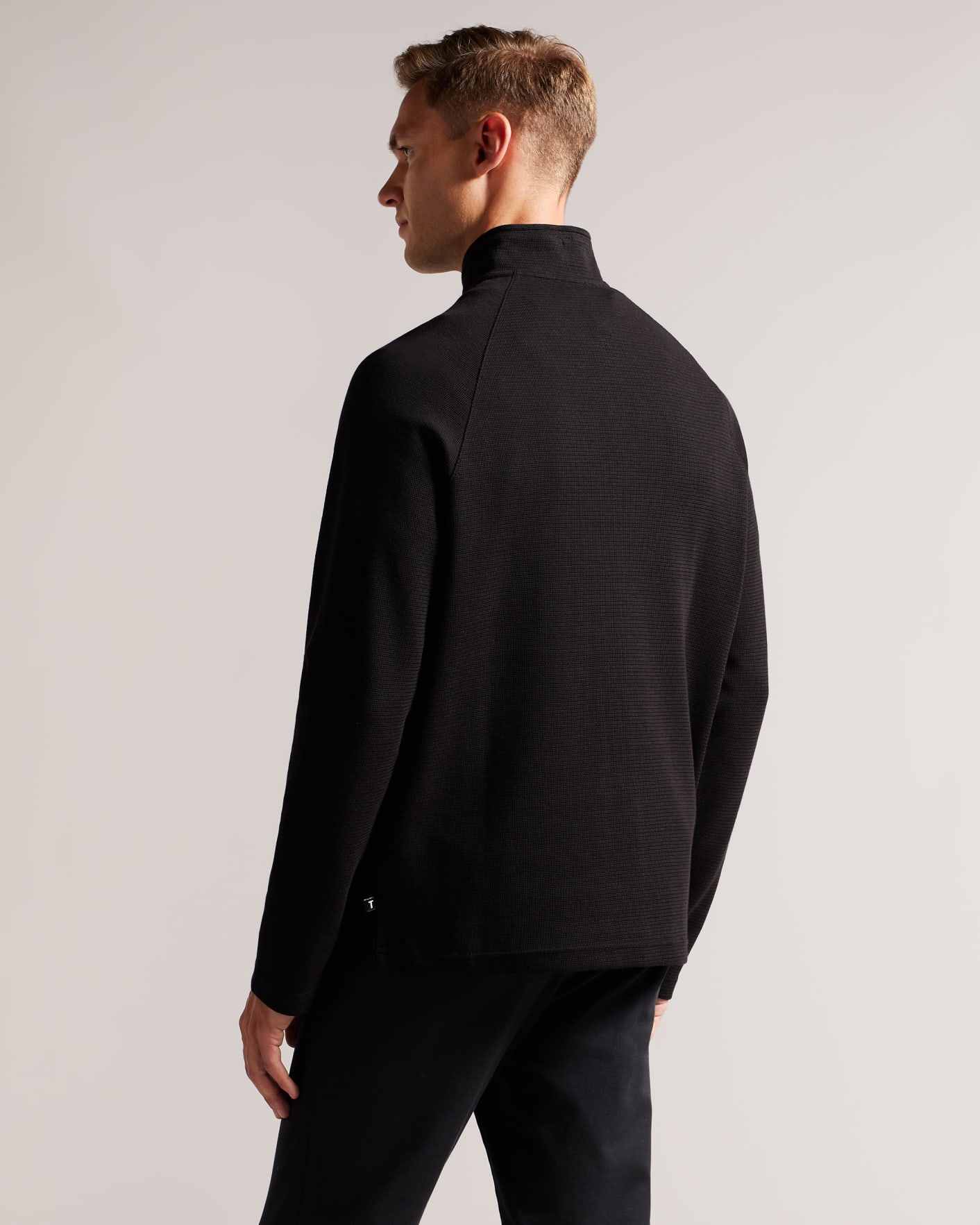 BLACK Long Sleeve Zip Funnel Neck Sweatshirt Ted Baker