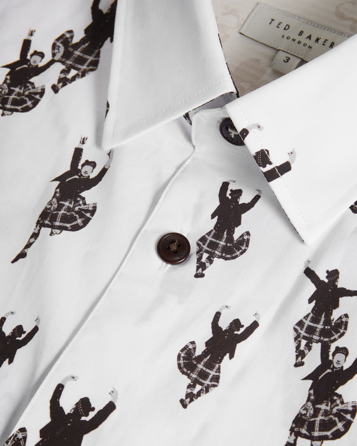 White Short Sleeve Highland Dancer Printed Shirt Ted Baker
