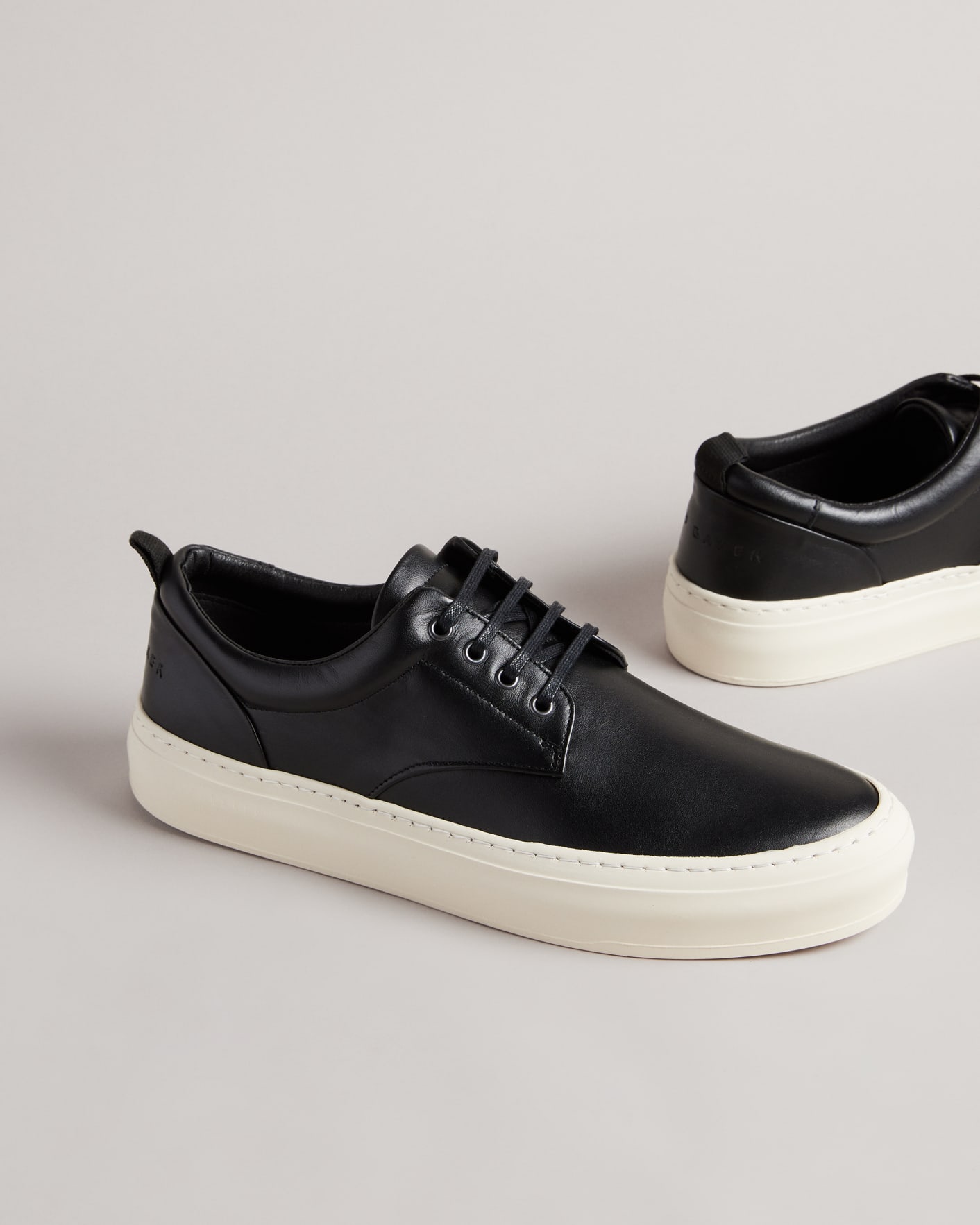 Black Softy Leather Lace up Hybrid Shoes Ted Baker