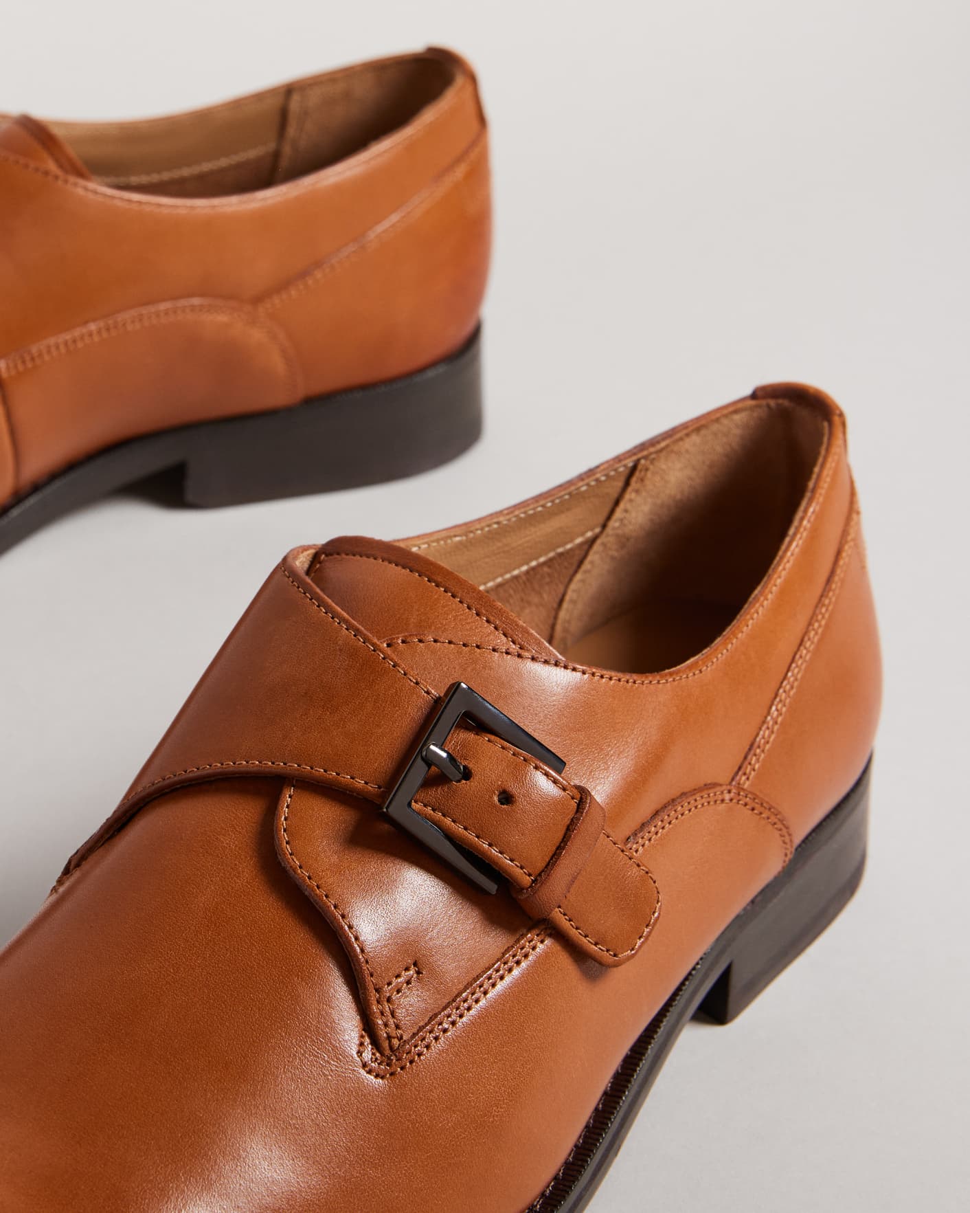 Tan Formal Leather Monk Shoes Ted Baker