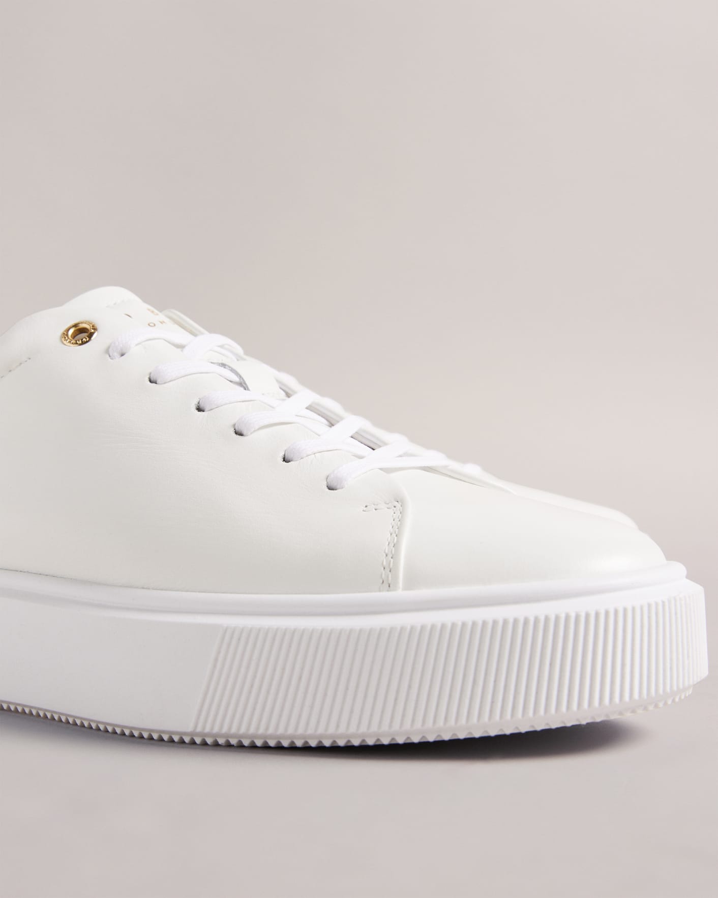 White Check Leather Platform Trainers Ted Baker