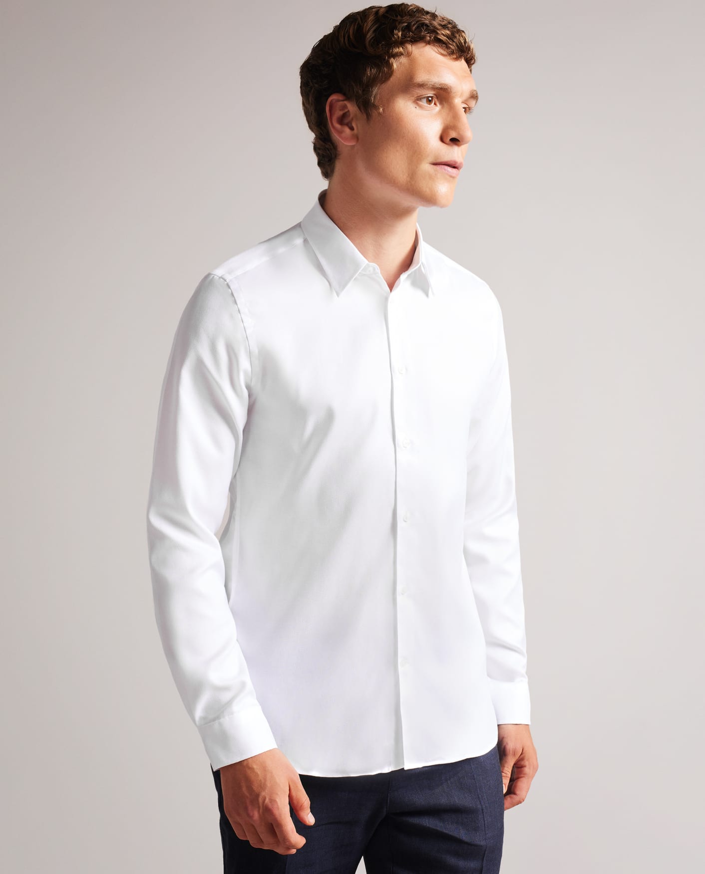 White Long Sleeve Slim Fit Shirt Ted Baker