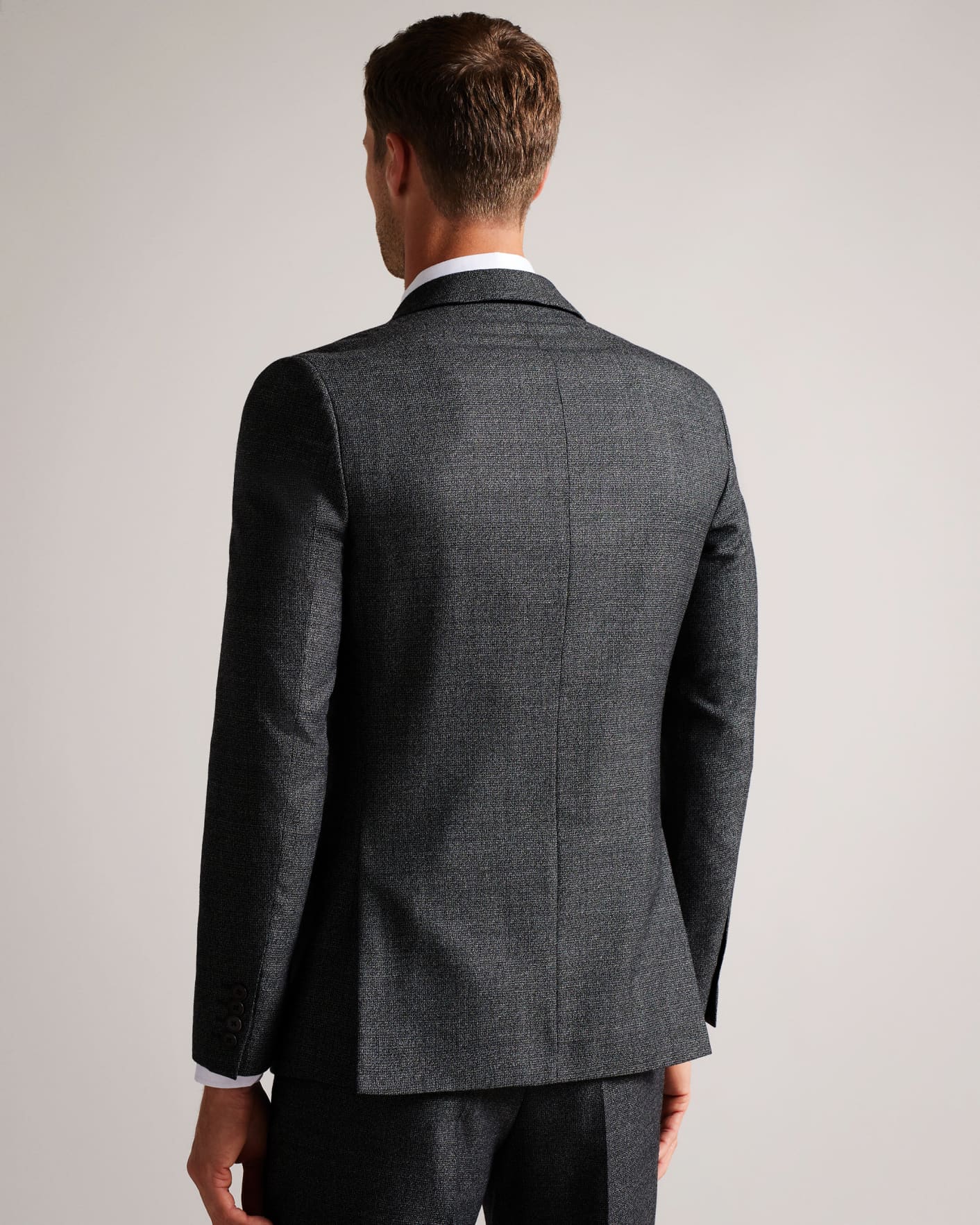 Grey Textured Slim Fit Jacket Ted Baker