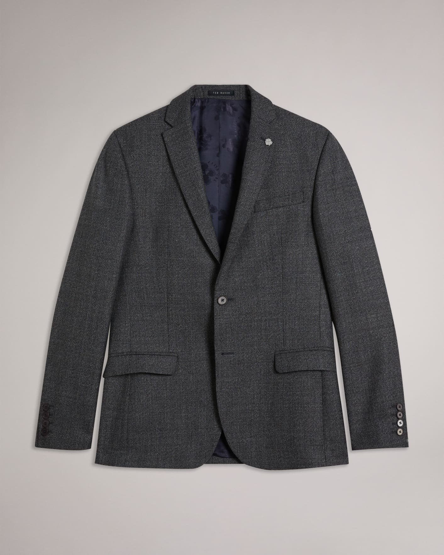 Grey Textured Slim Fit Jacket Ted Baker