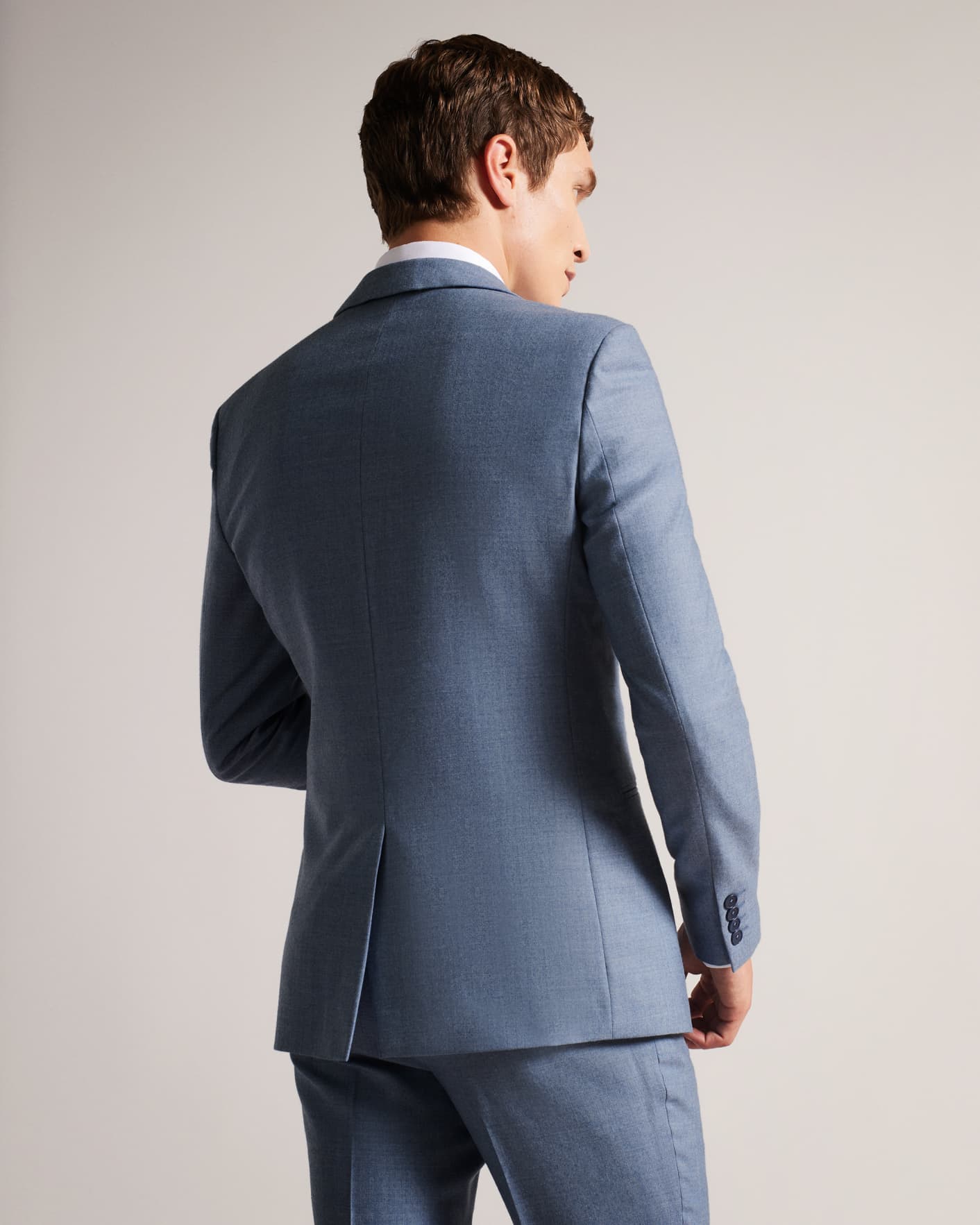 Light Blue Wool Blend Slim Suit Jacket Ted Baker