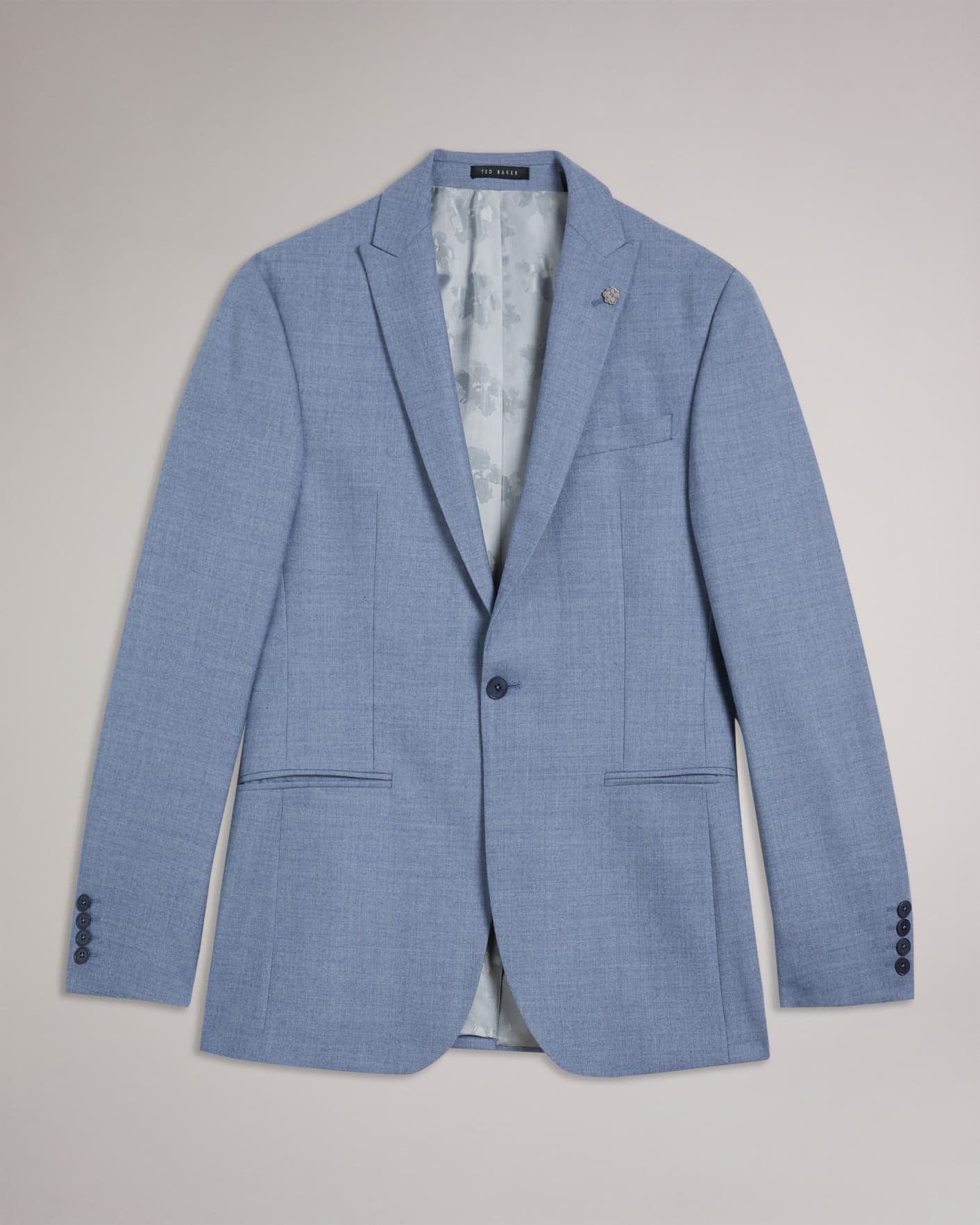 Light Blue Wool Blend Slim Suit Jacket Ted Baker