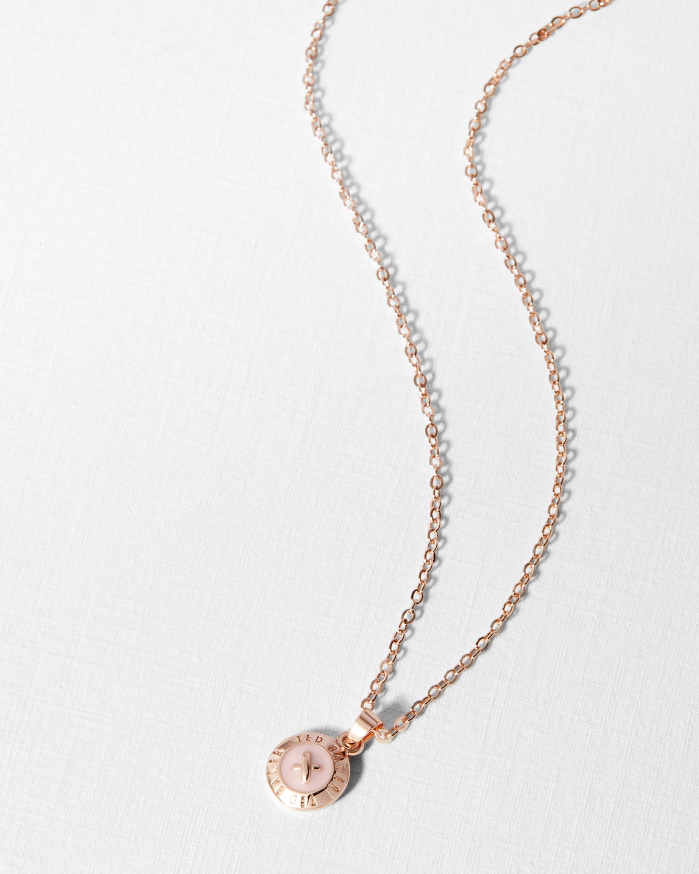 Baby Pink Enamel button necklace Ted Baker