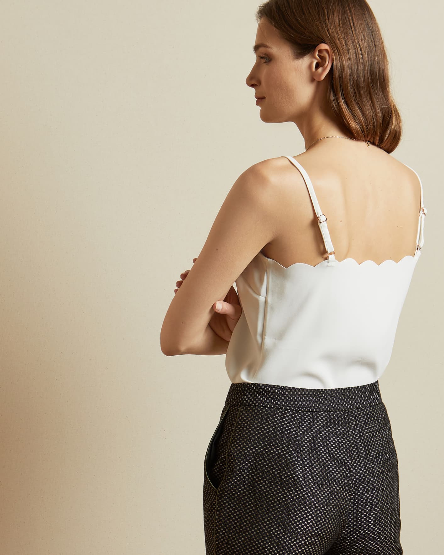 Ivory SCALLOP NECKLINE CAMI TOP Ted Baker