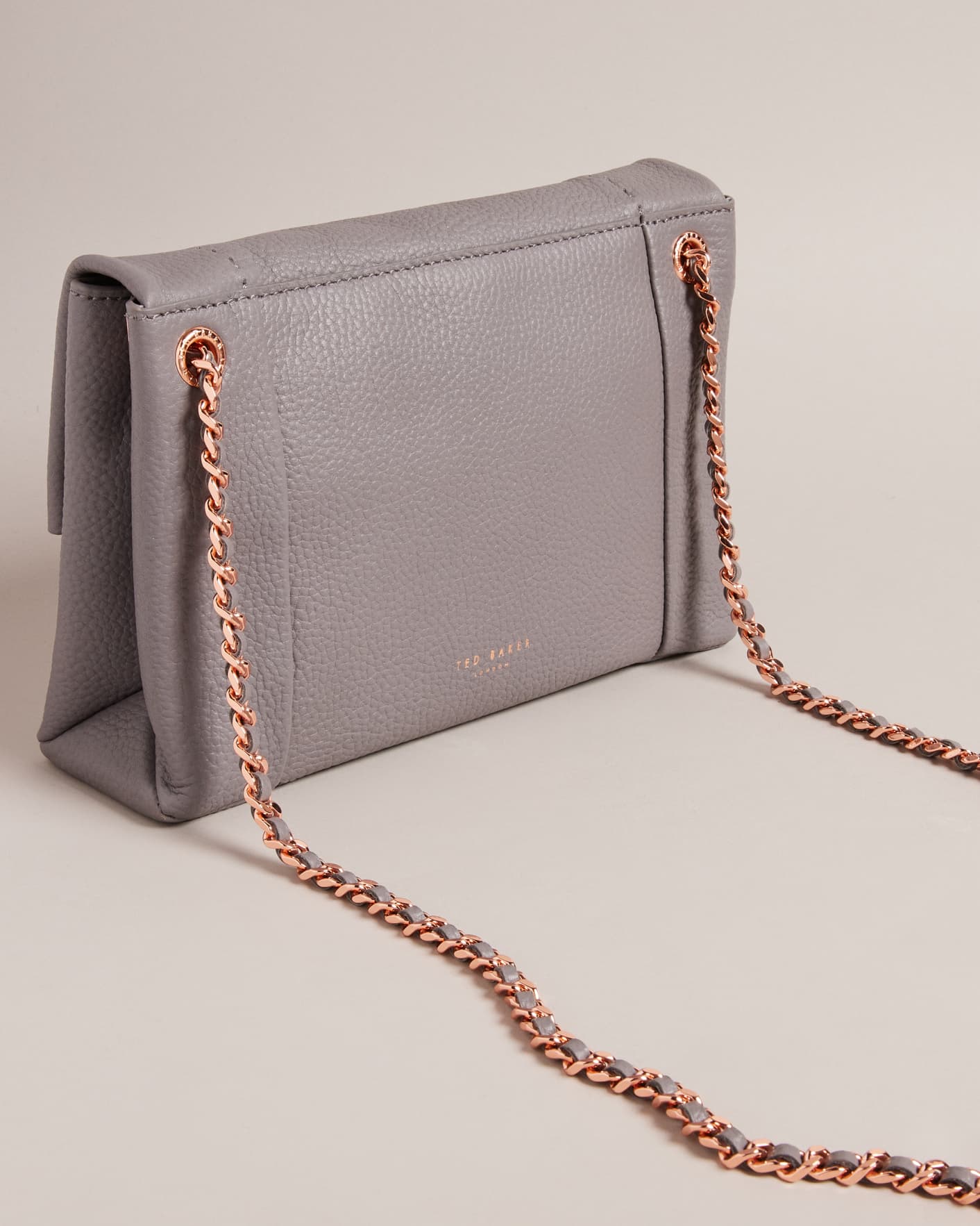 Grey Unlined Soft Leather Crossbody Bag Ted Baker