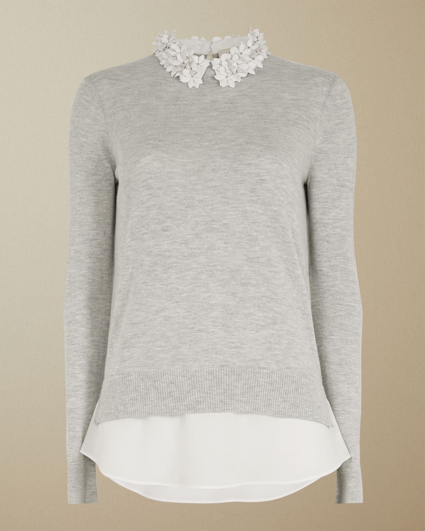 Gray Floral collar mockable sweater Ted Baker