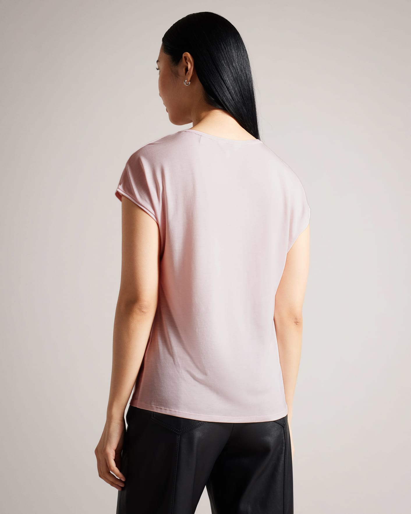 Nude-Pink Elegant woven front T-shirt Ted Baker