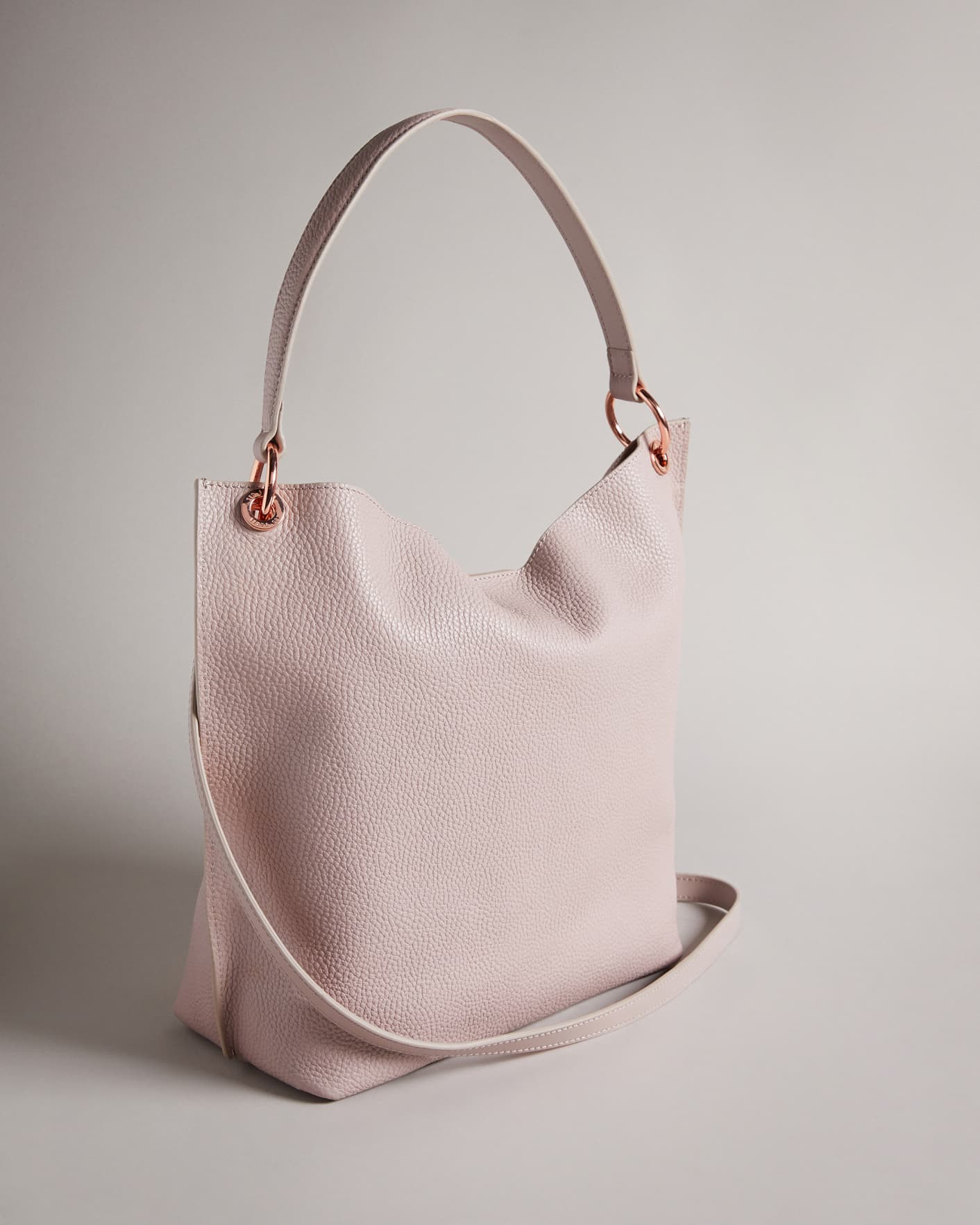 Pale Pink Soft grain hobo leather bag Ted Baker
