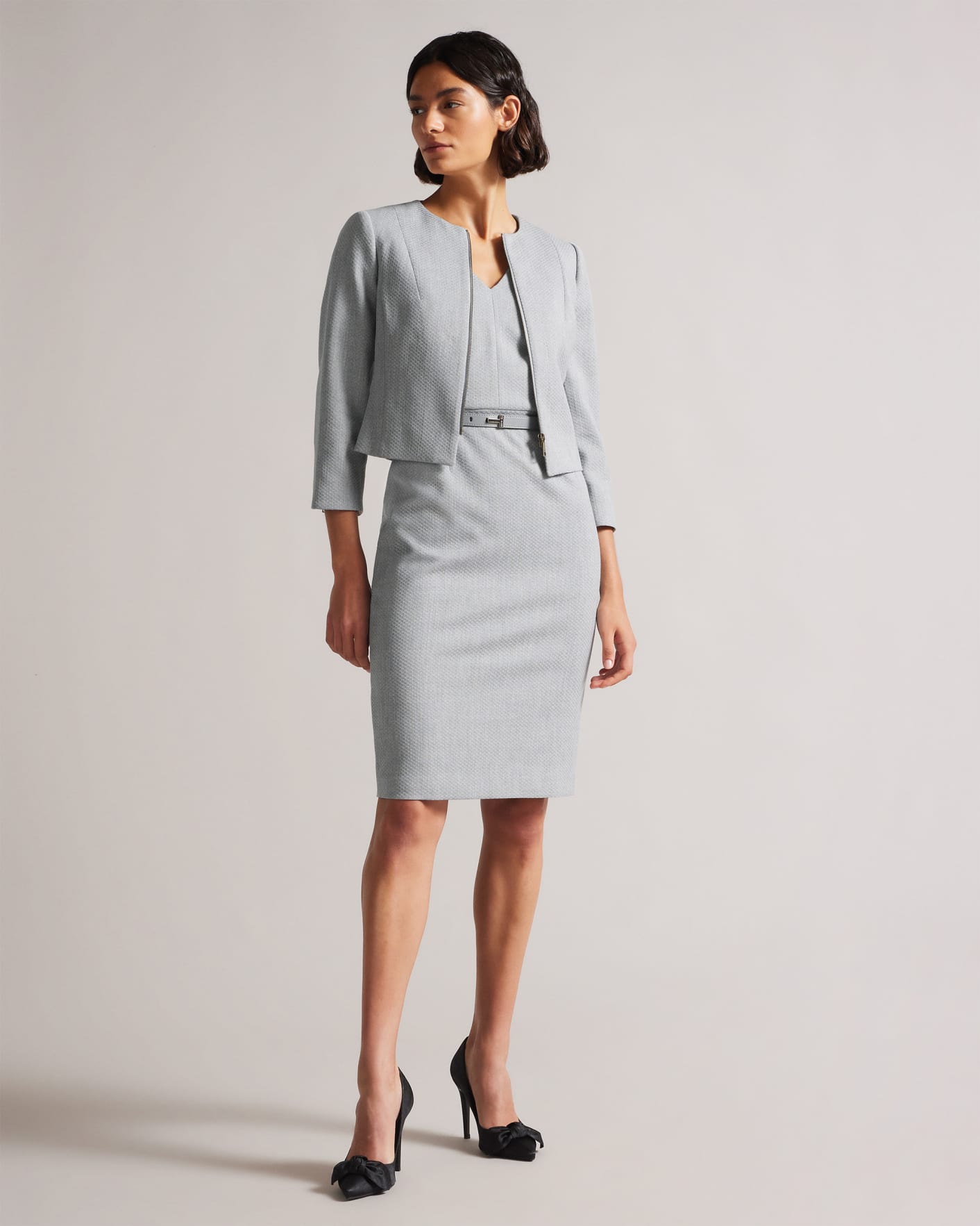 Light Grey Cropped Textured Jacket Ted Baker