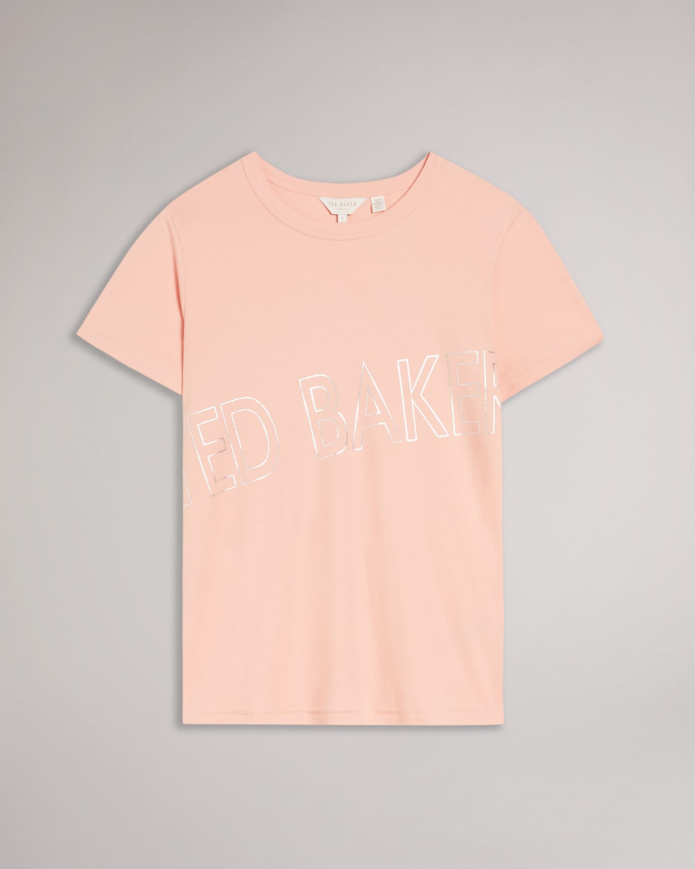 Dusky Pink Branded Foil Cotton T-Shirt Ted Baker