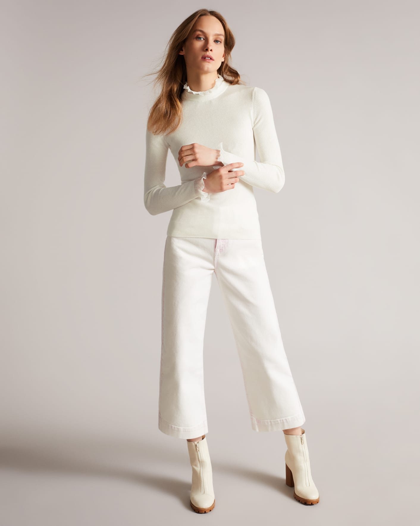 Ivory Frill Neck Detail Sweater Ted Baker