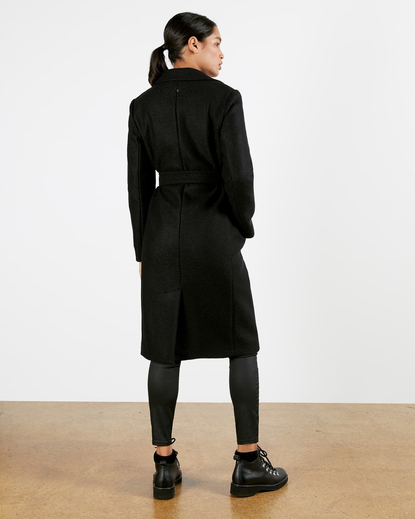 Black Buttoned Wrap Coat Ted Baker