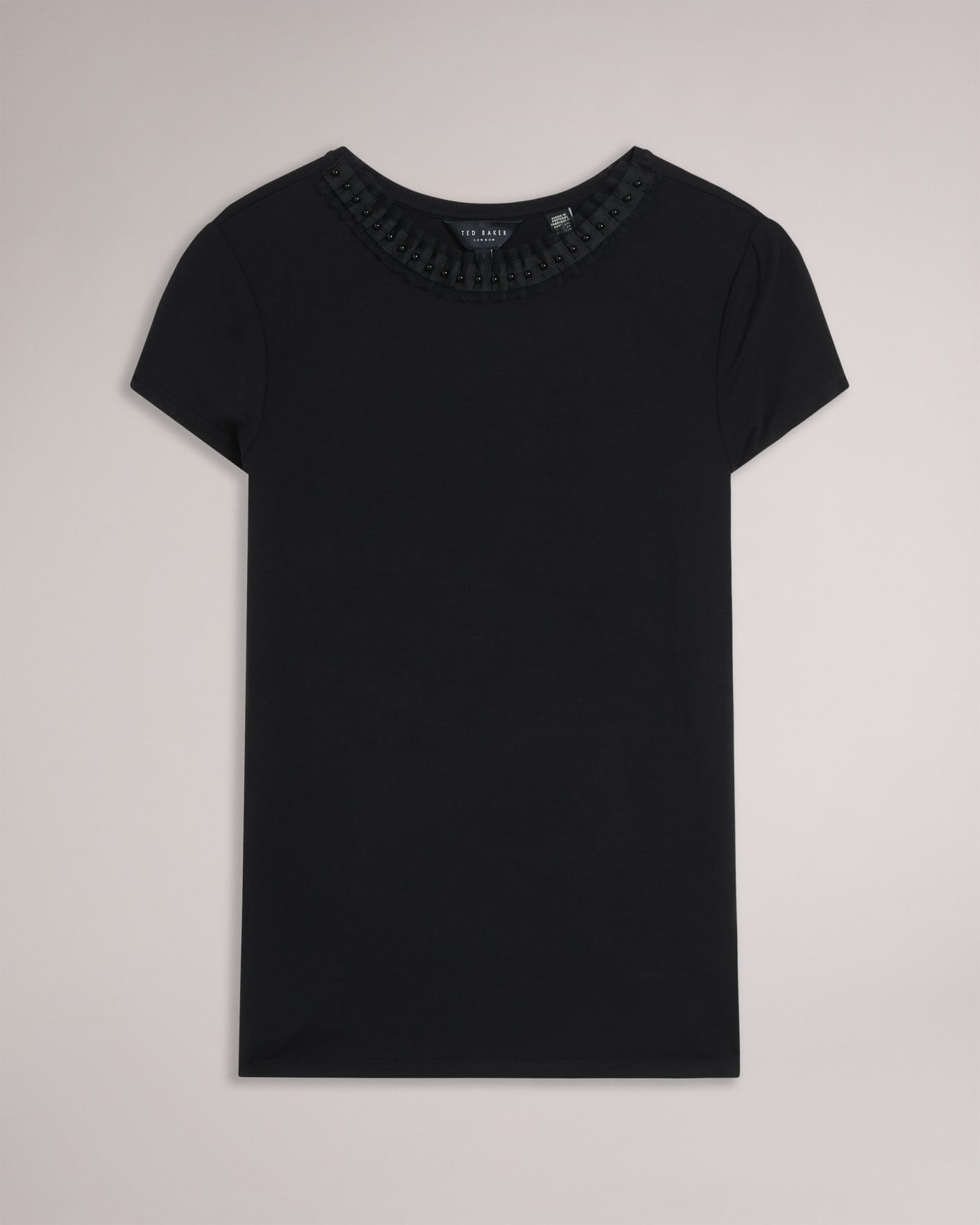 Black Frill neck fitted T-shirt Ted Baker
