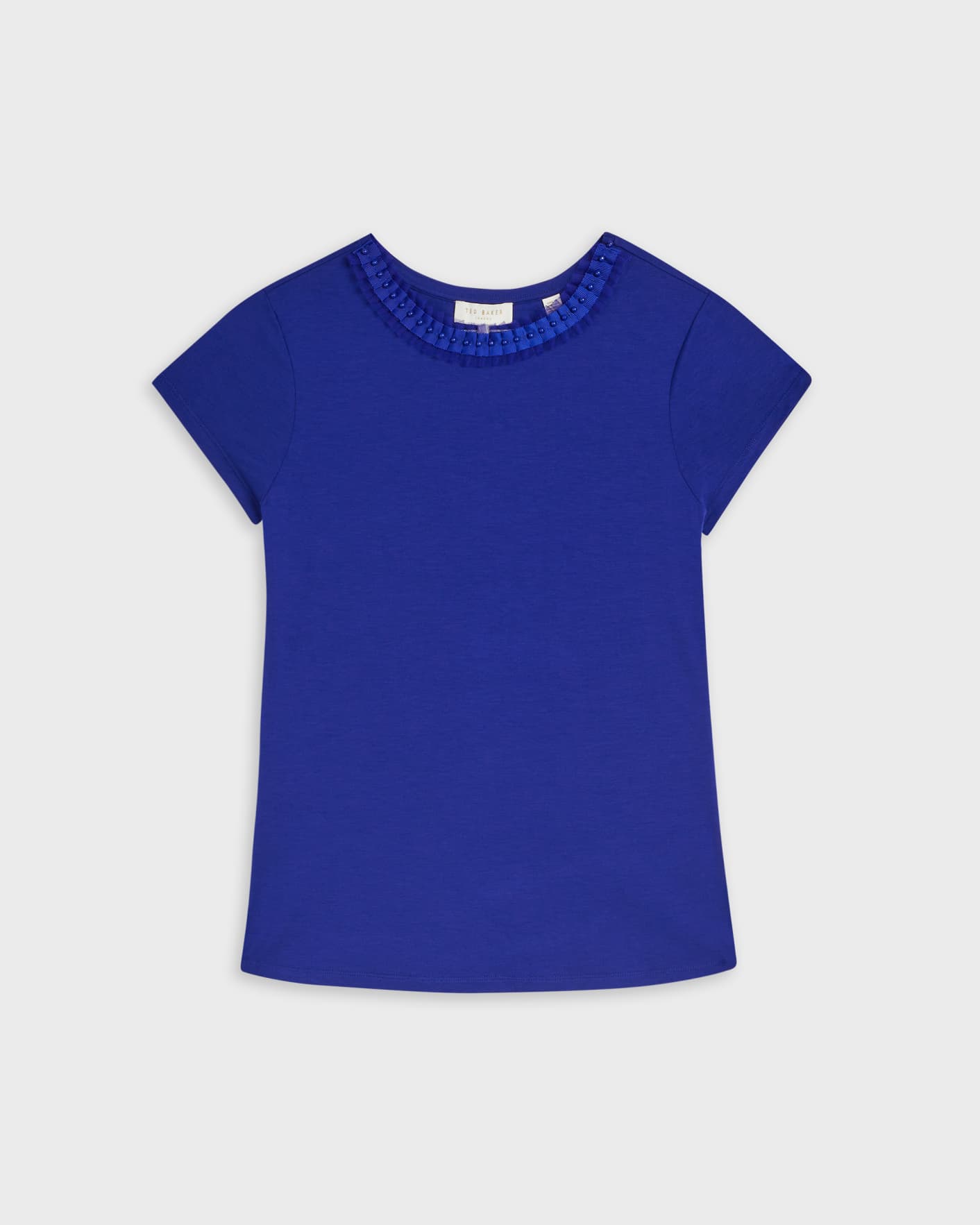 Navy Frill Neck Fitted T Shirt Ted Baker