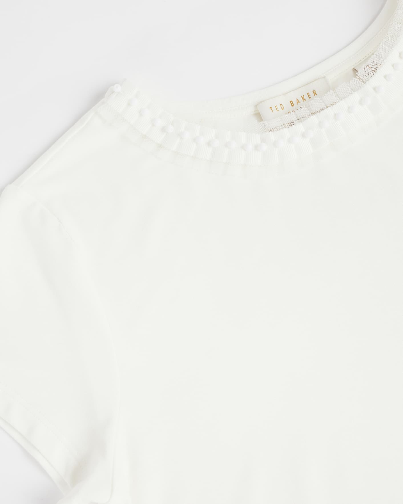White Frill neck fitted T-shirt Ted Baker
