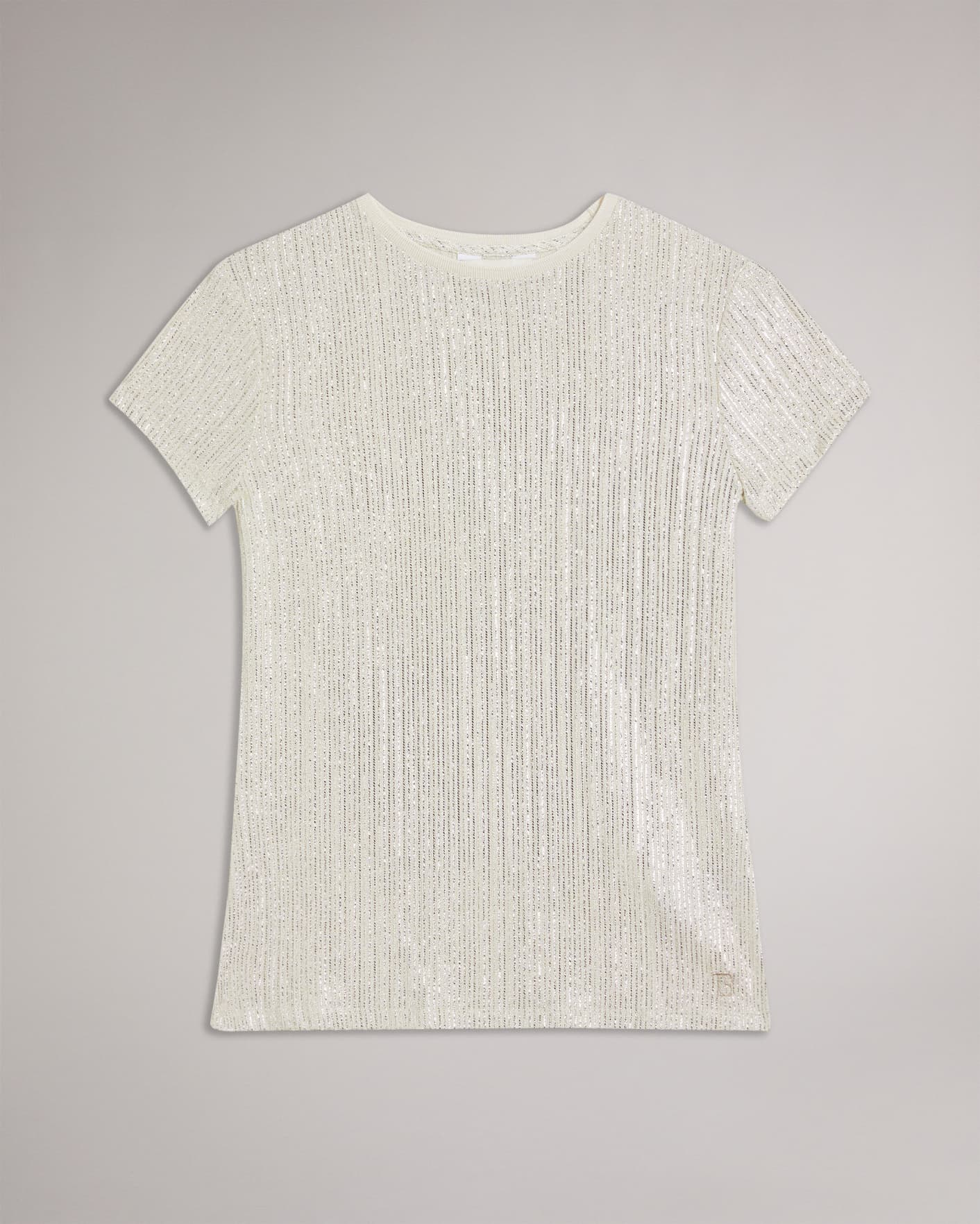 IVORY Metallic Fitted T Shirt Ted Baker