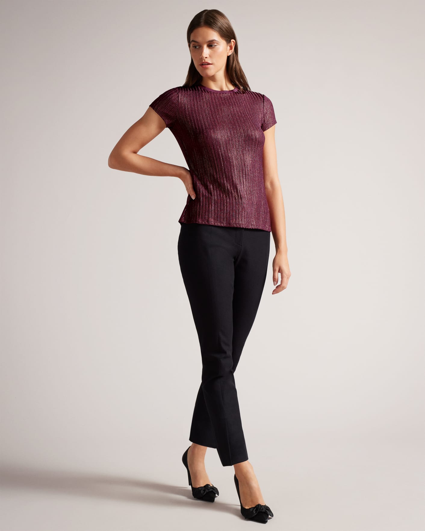 Oxblood Metallic Fitted T Shirt Ted Baker
